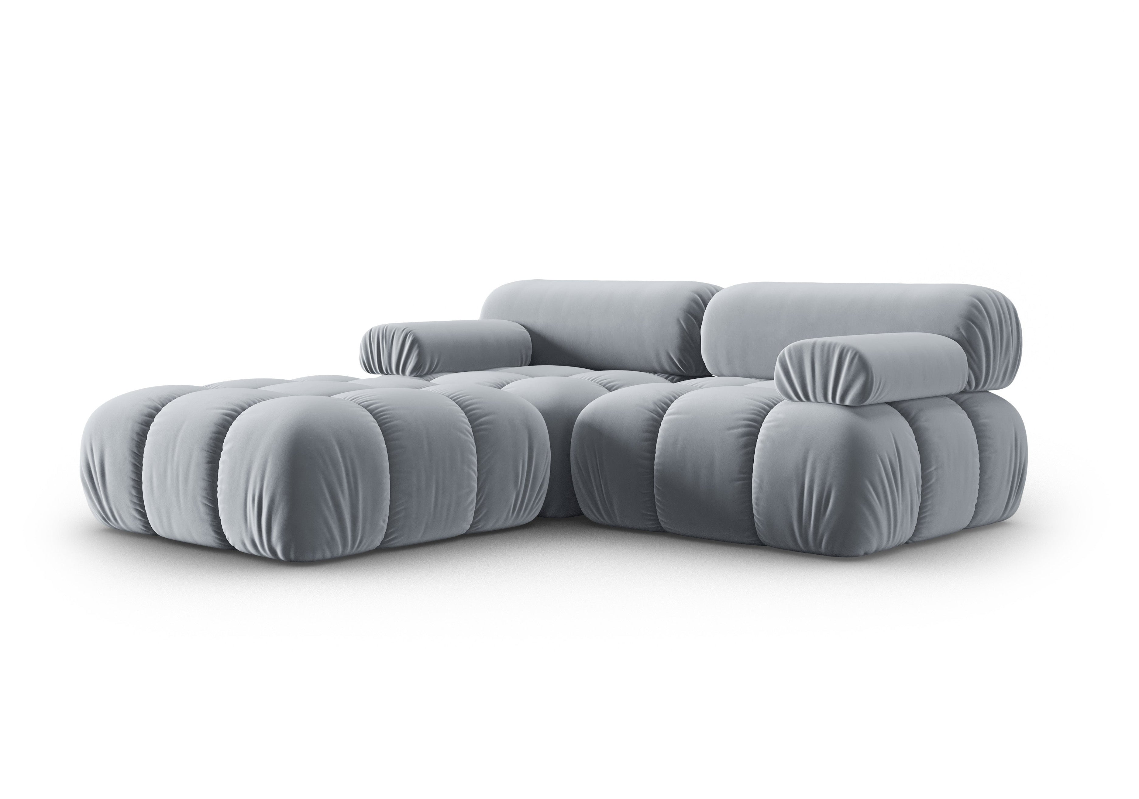 Samt-Ecksofa 3-Sitzer CORTINA himmelblau