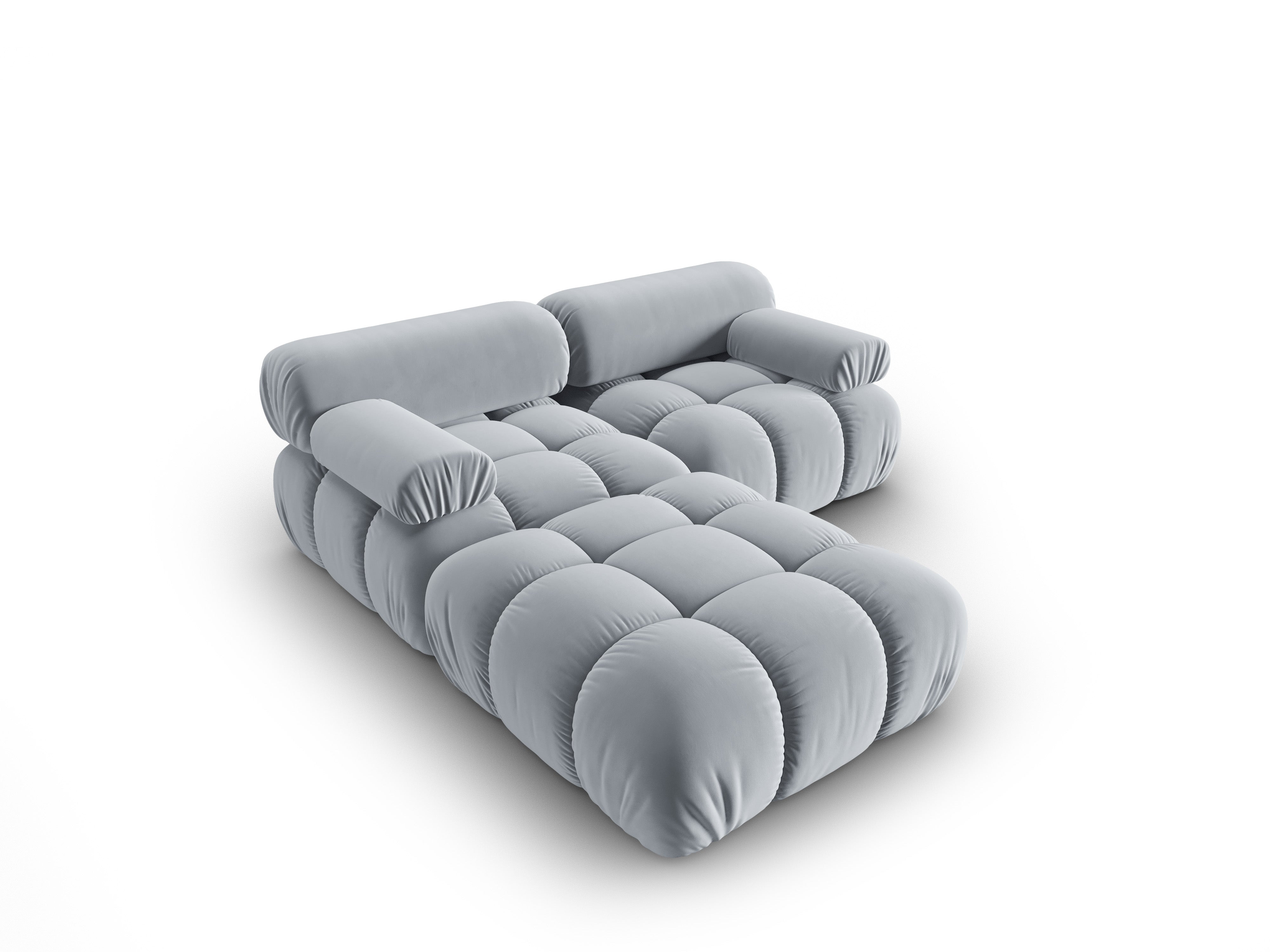 Samt-Ecksofa 3-Sitzer CORTINA himmelblau