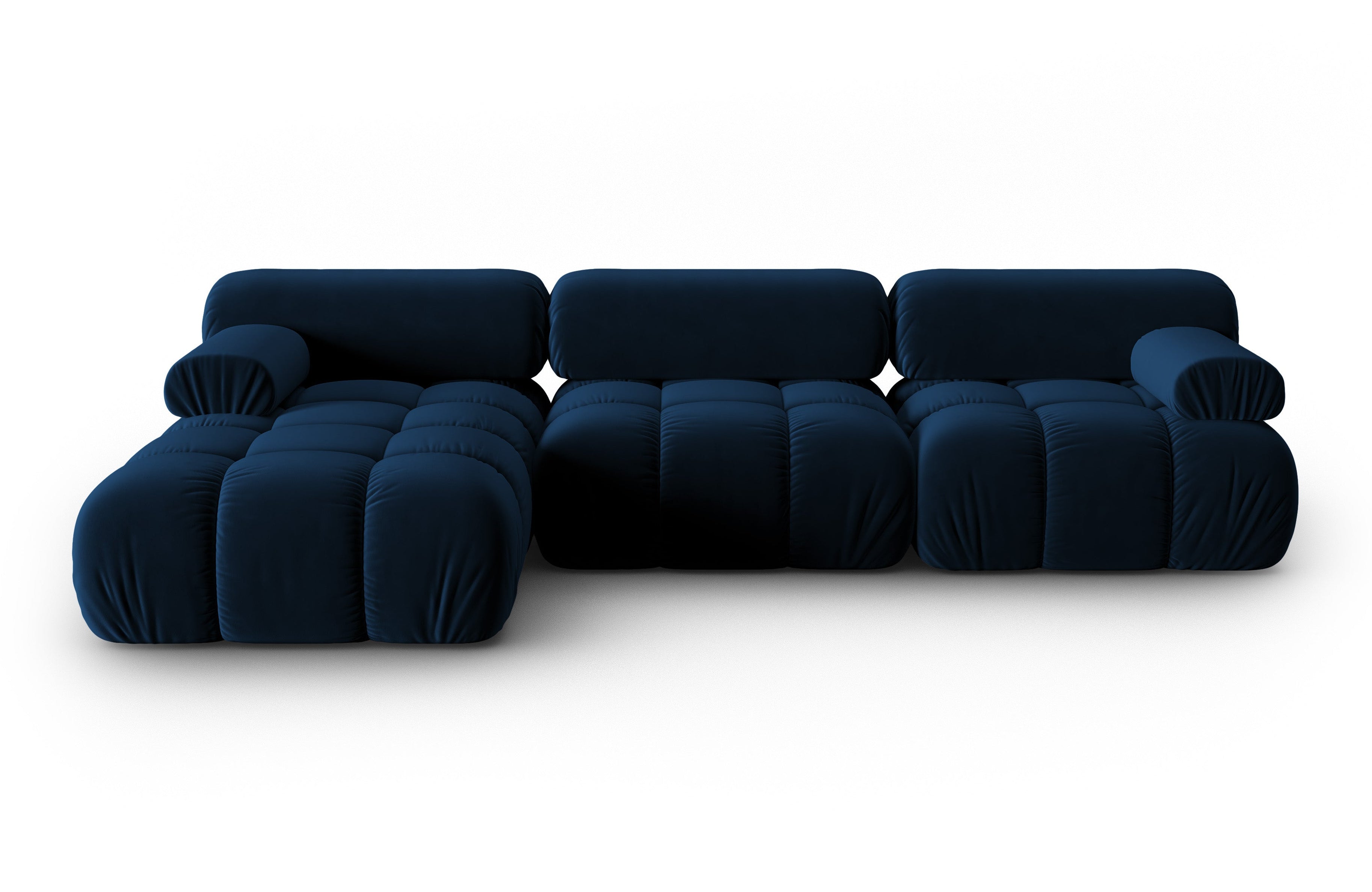 Velvet corner sofa for 4 people, left-facing CORTINA in royal blue [Ewelina]