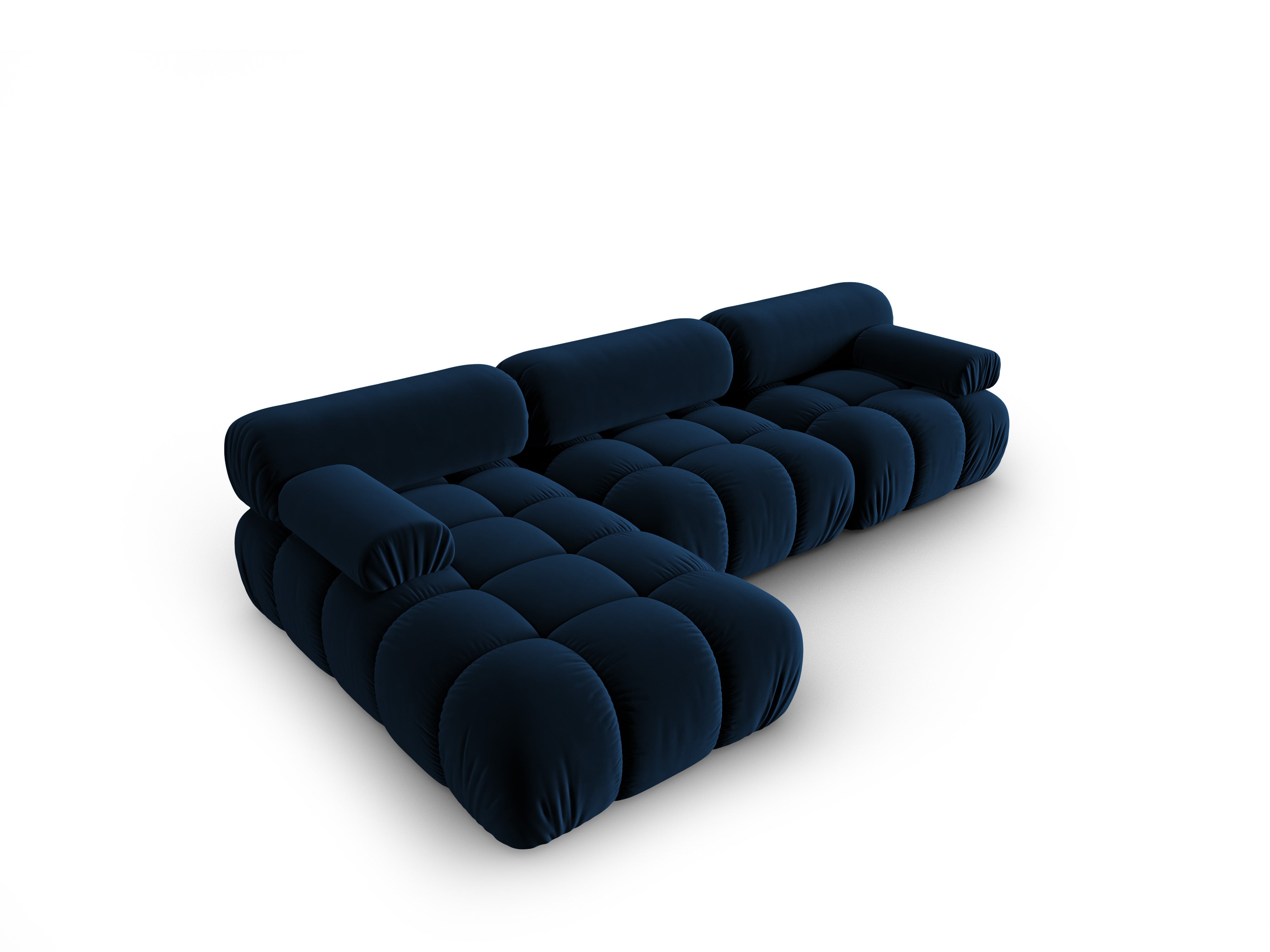 Velvet corner sofa for 4 people, left-facing CORTINA in royal blue [Ewelina]