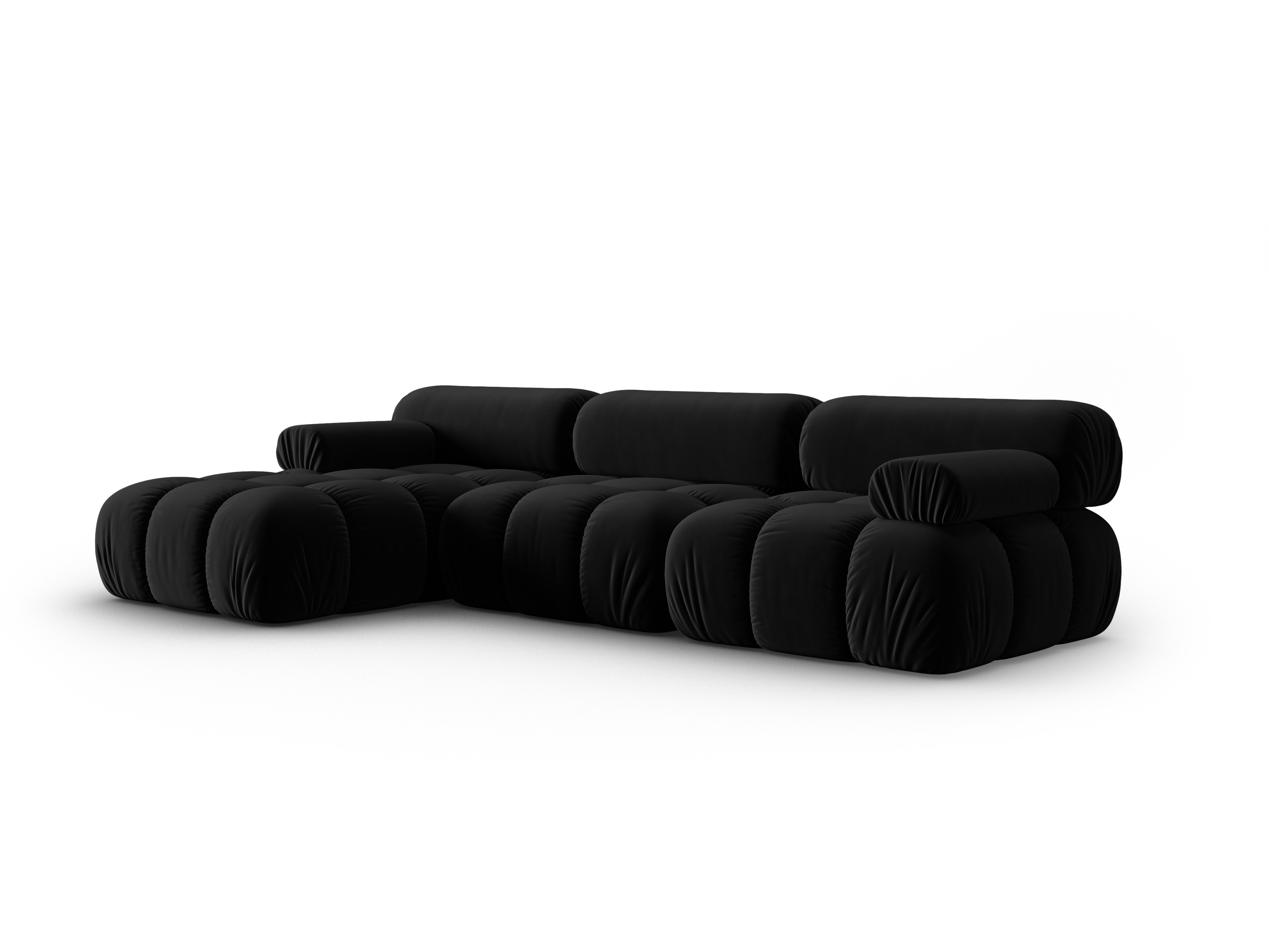 Sofa aus Samt für 4 Personen, linksseitig, CORTINA, schwarz [Ewelina] [Amelia spr]