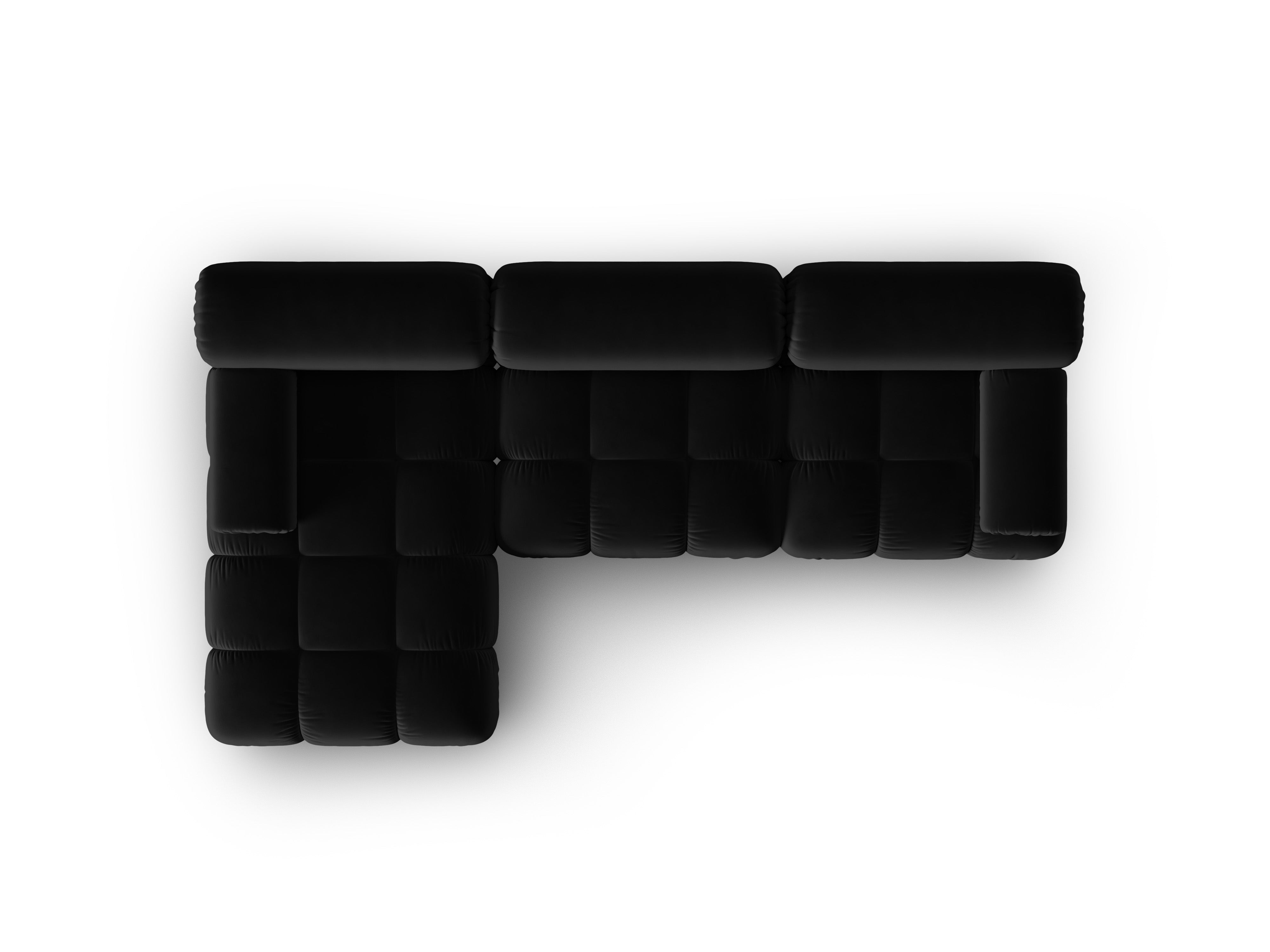 Sofa aus Samt für 4 Personen, linksseitig, CORTINA, schwarz [Ewelina] [Amelia spr]