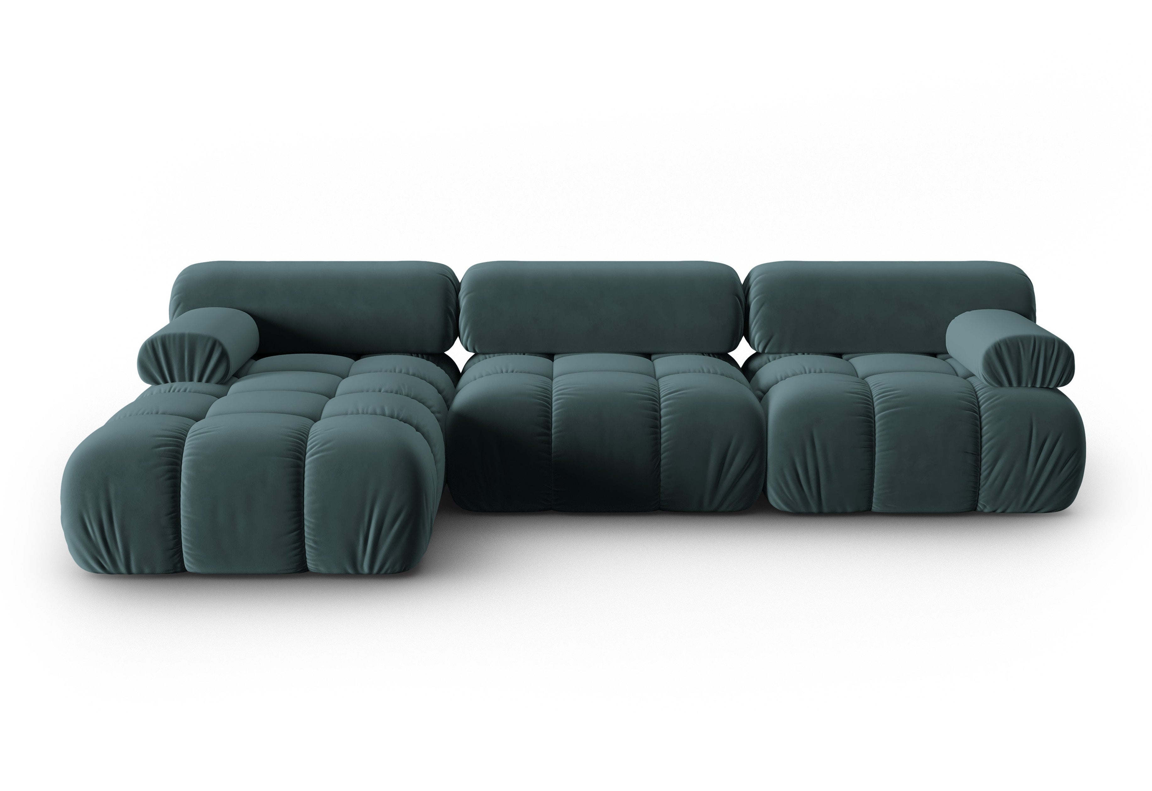 Samt-Ecksofa für 4 Personen links CORTINA türkis [Ewelina] [Amelia spr]