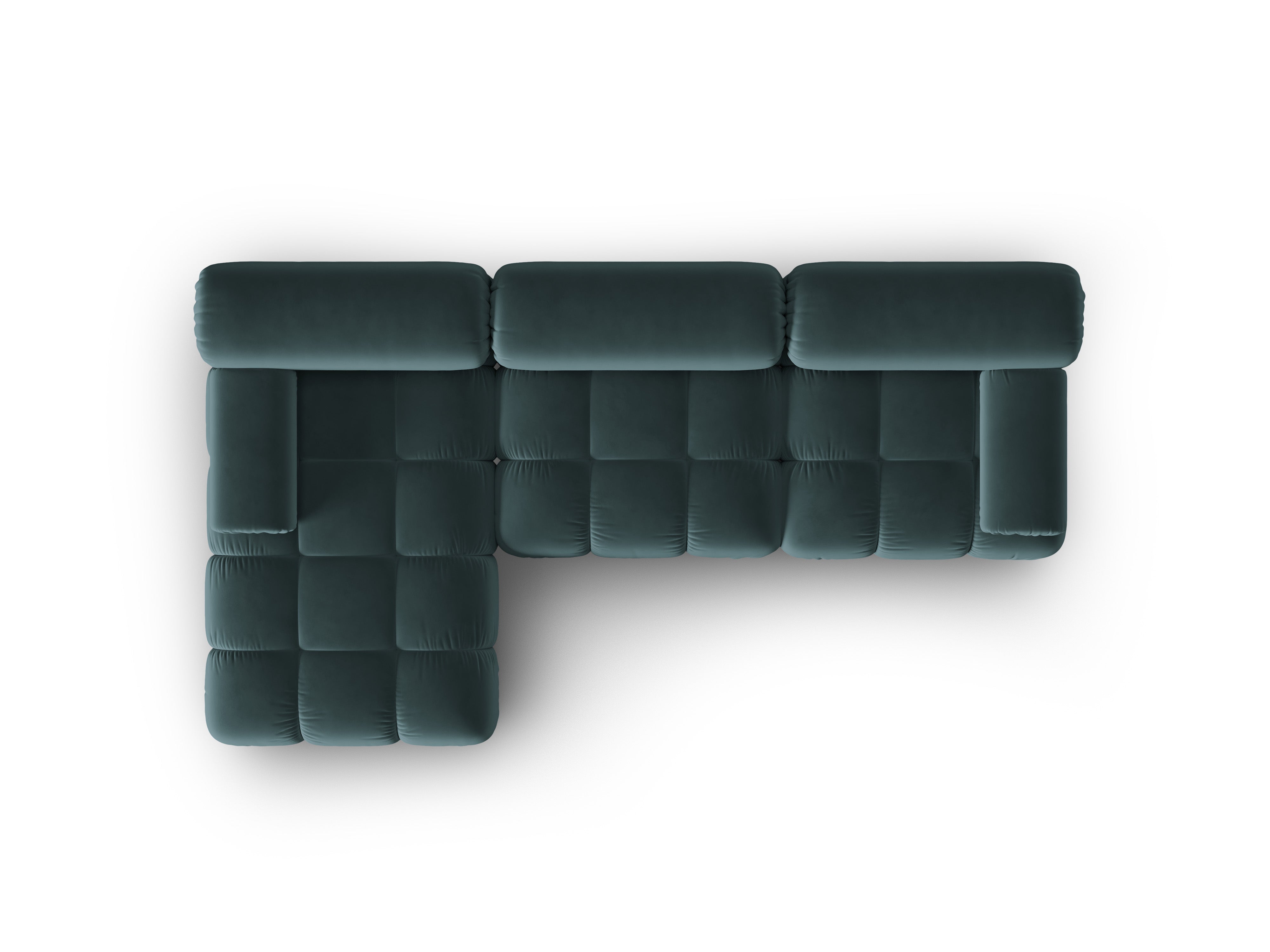 Samt-Ecksofa für 4 Personen links CORTINA türkis [Ewelina] [Amelia spr]
