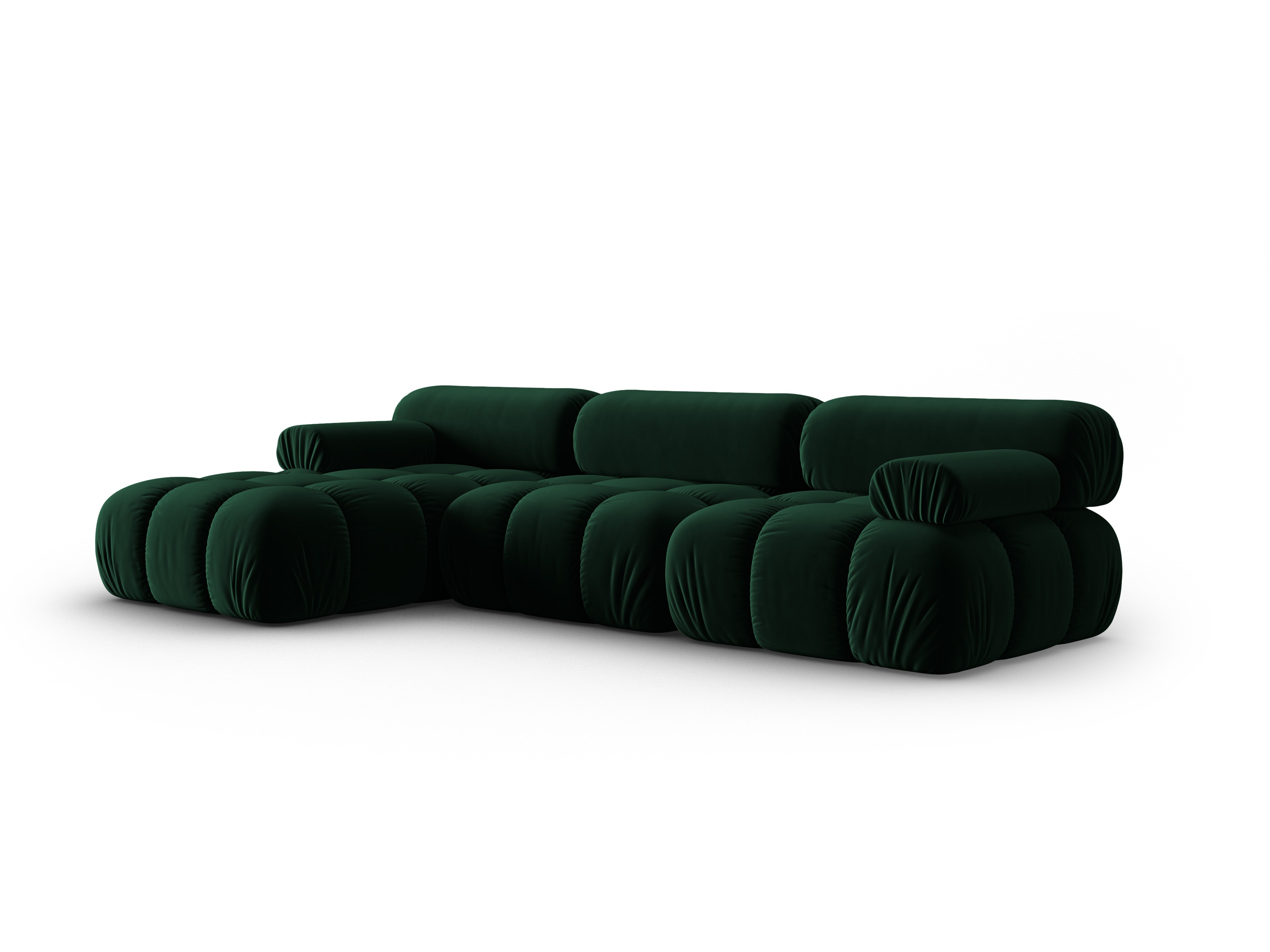 Velvet corner sofa for 4 people, left-sided, CORTINA, bottle green [Ewelina] [Amelia spr]
