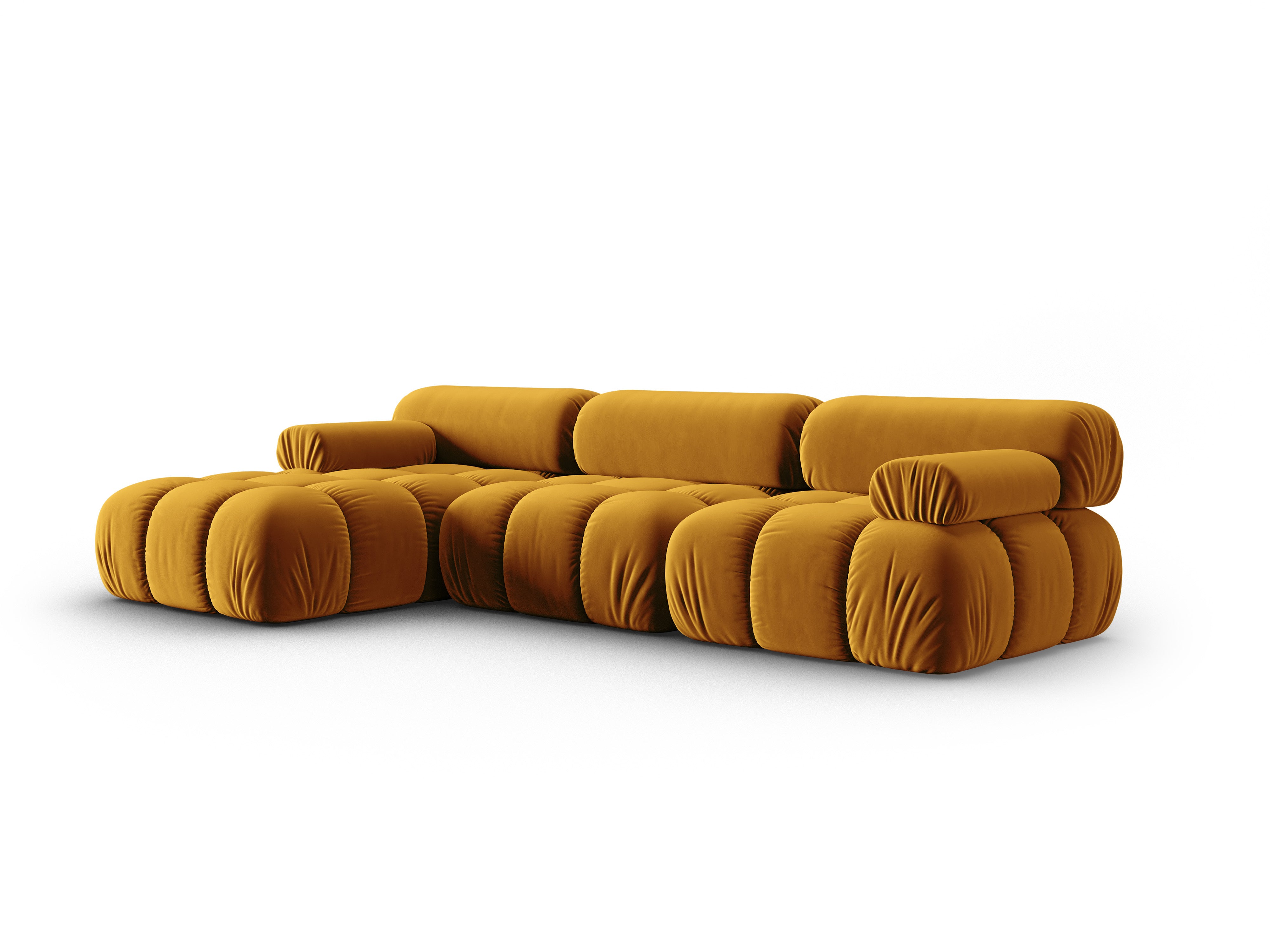 Samt-Ecksofa für 4 Personen links CORTINA gelb