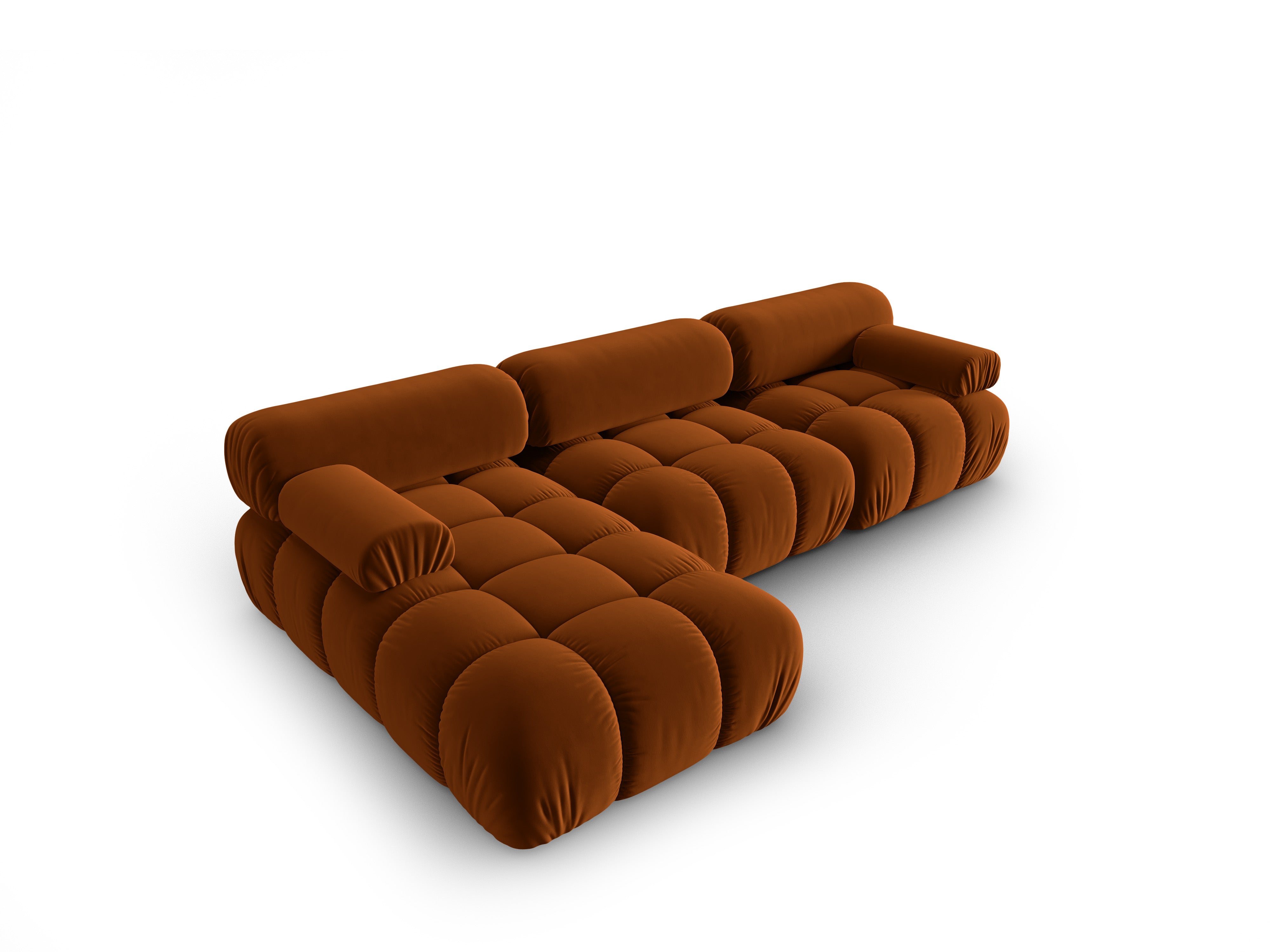 Samt-Ecksofa für 4 Personen links CORTINA ziegelrot