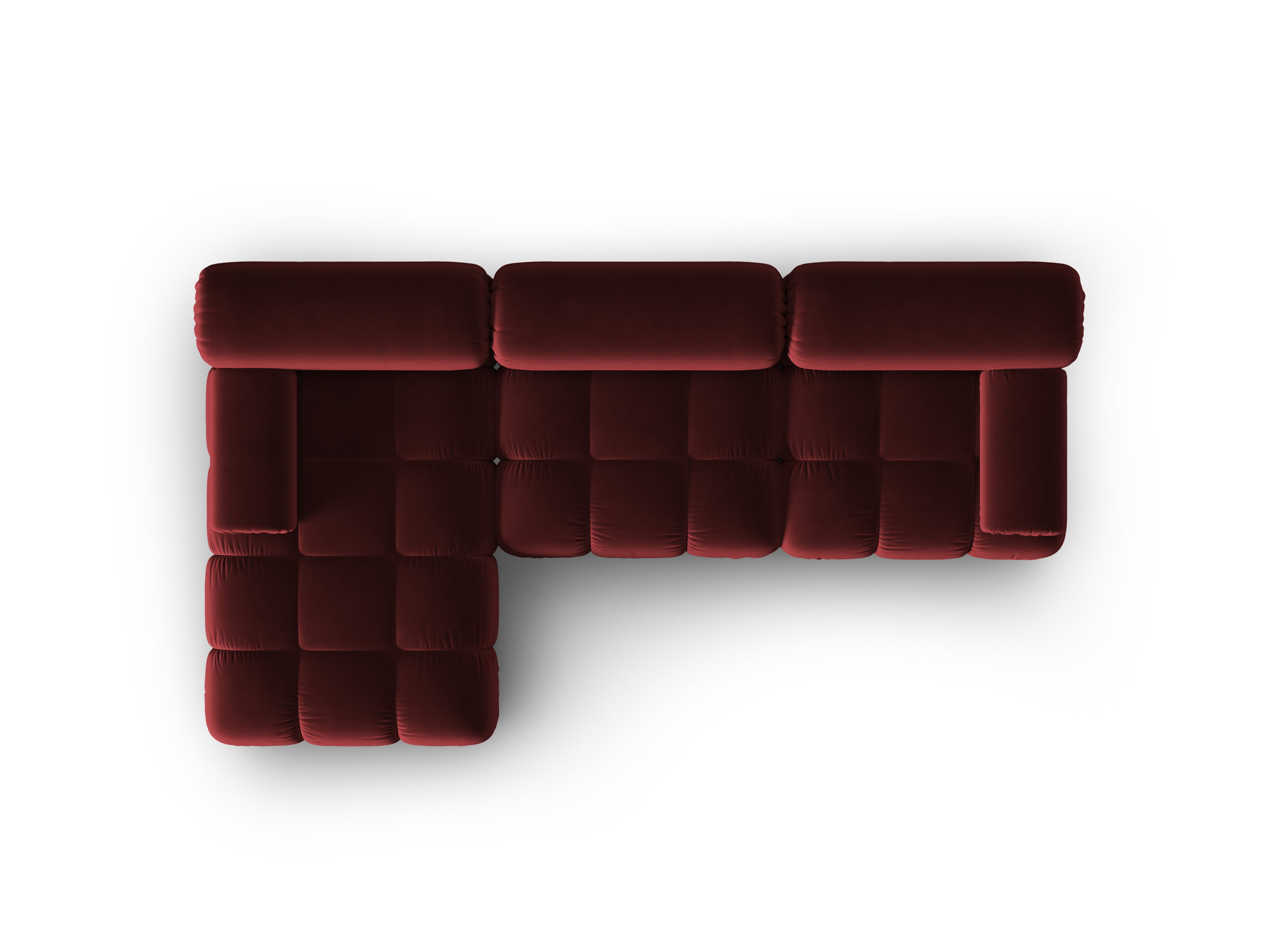 Samt-Ecksofa für 4 Personen links CORTINA weinrot