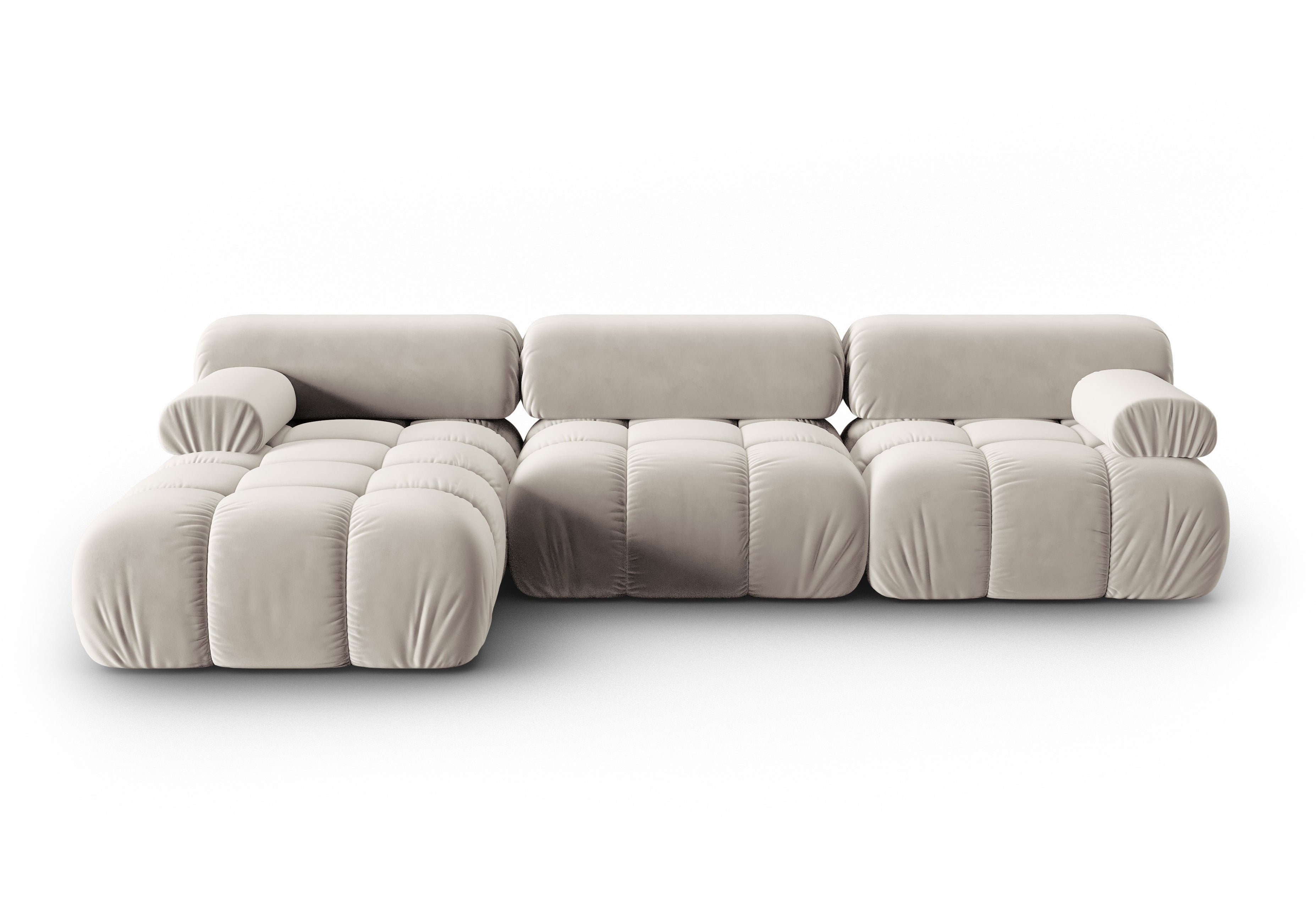 Samt-Ecksofa für 4 Personen links CORTINA beige