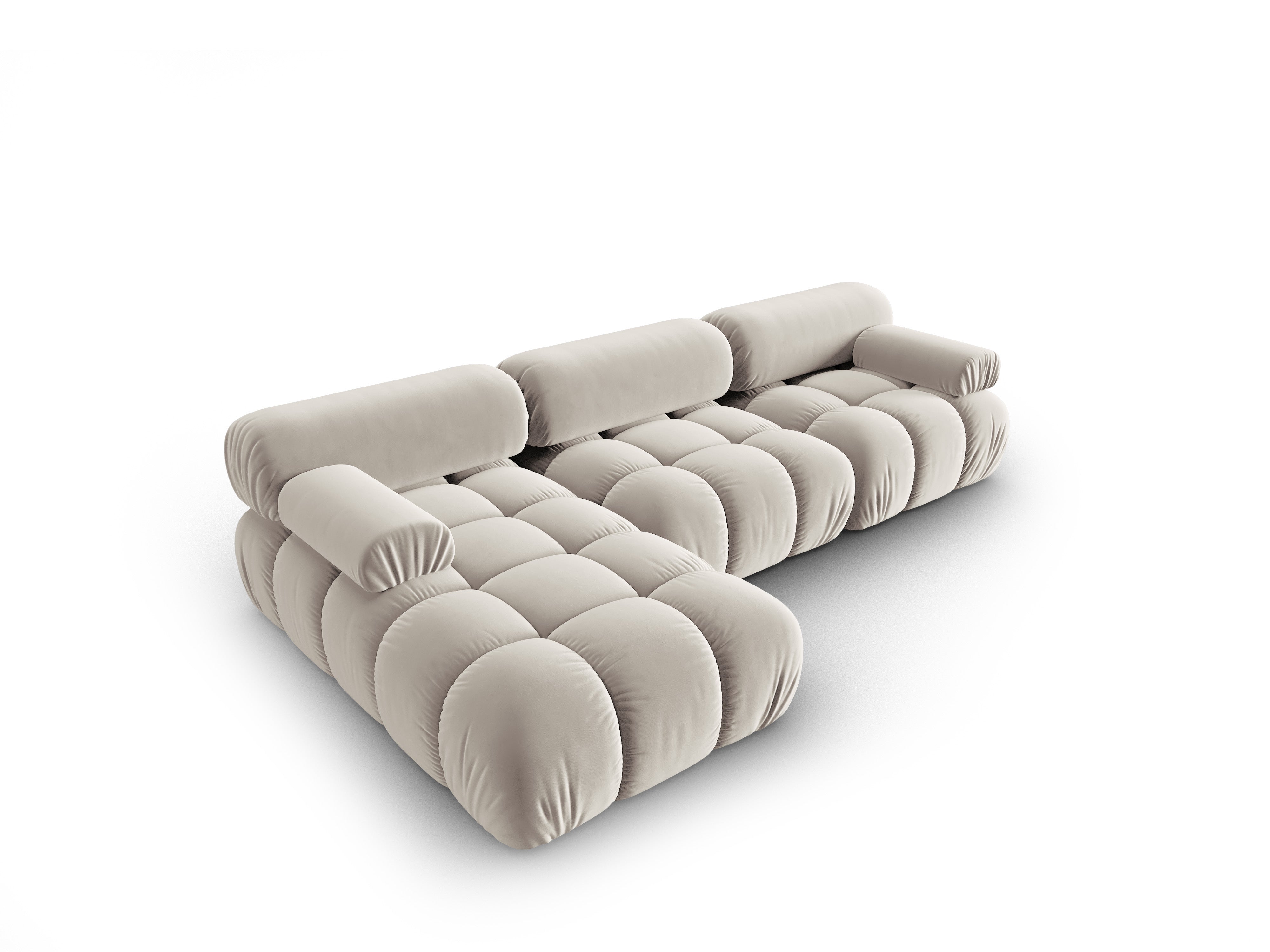 Samt-Ecksofa für 4 Personen links CORTINA beige