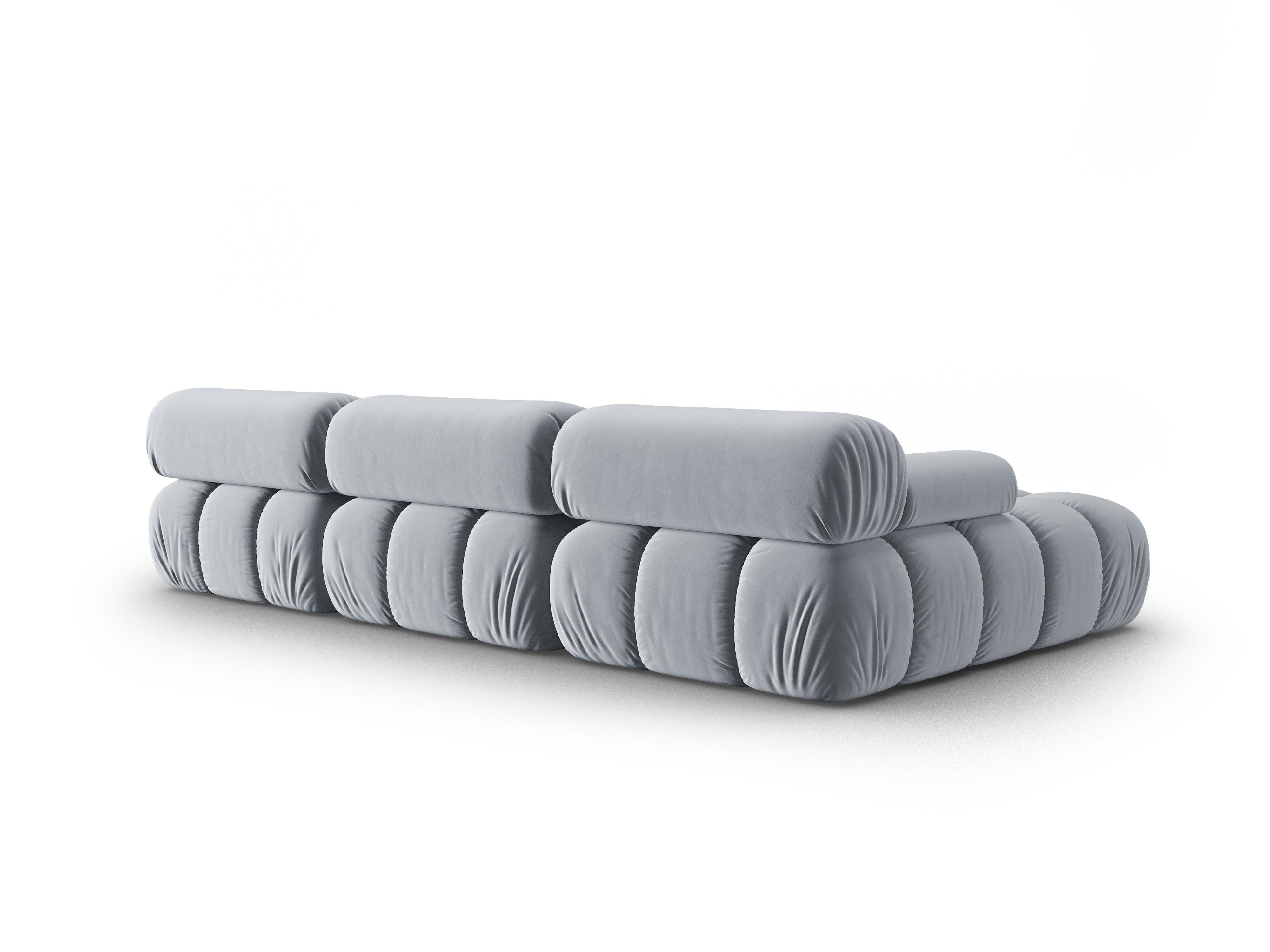 Velvet Corner Sofa for 4 People, Left Side, CORTINA, Light Blue