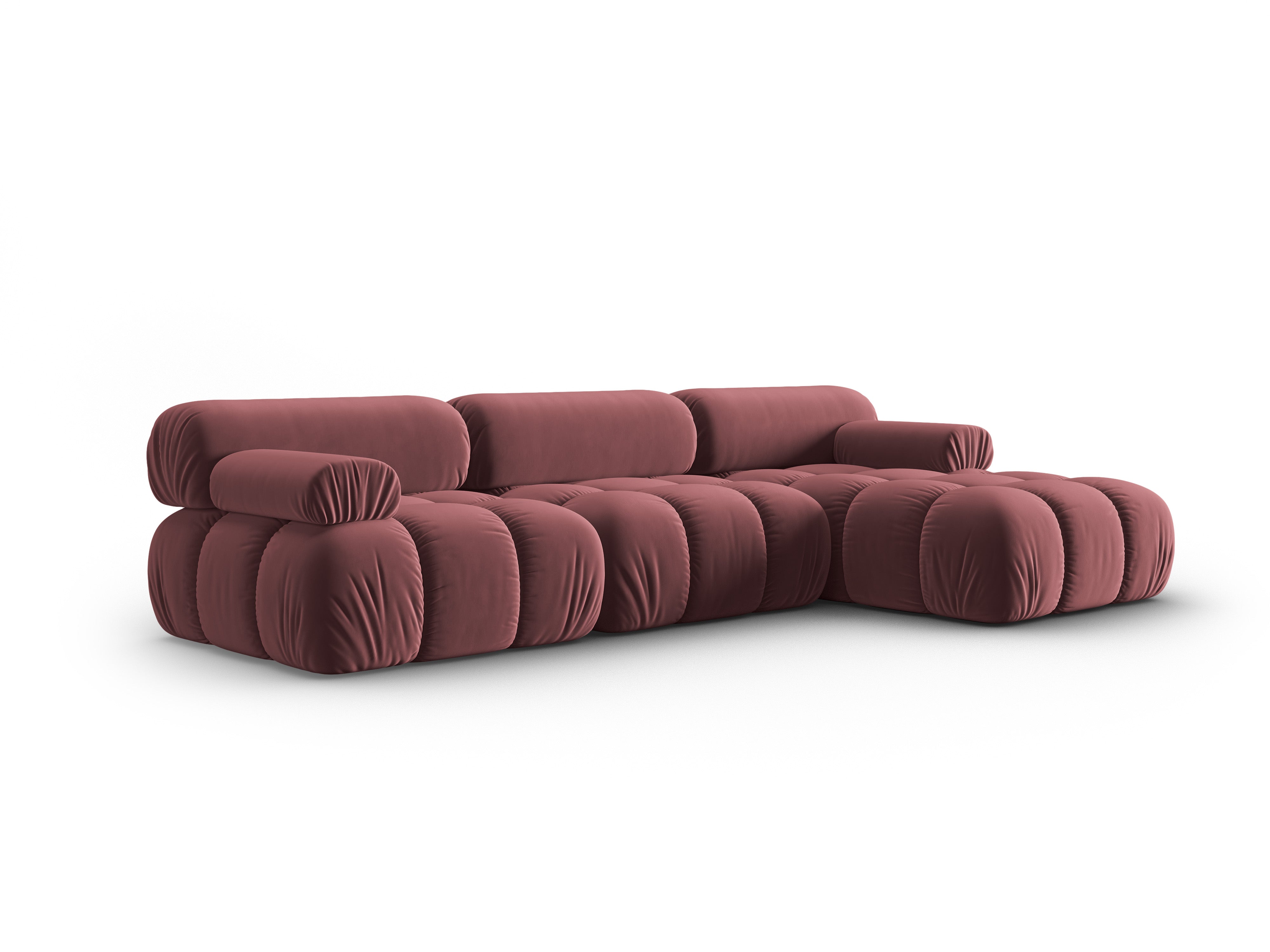 Samt-Ecksofa für 4 Personen rechts CORTINA rosa [Ewelina] [Amelia spr]
