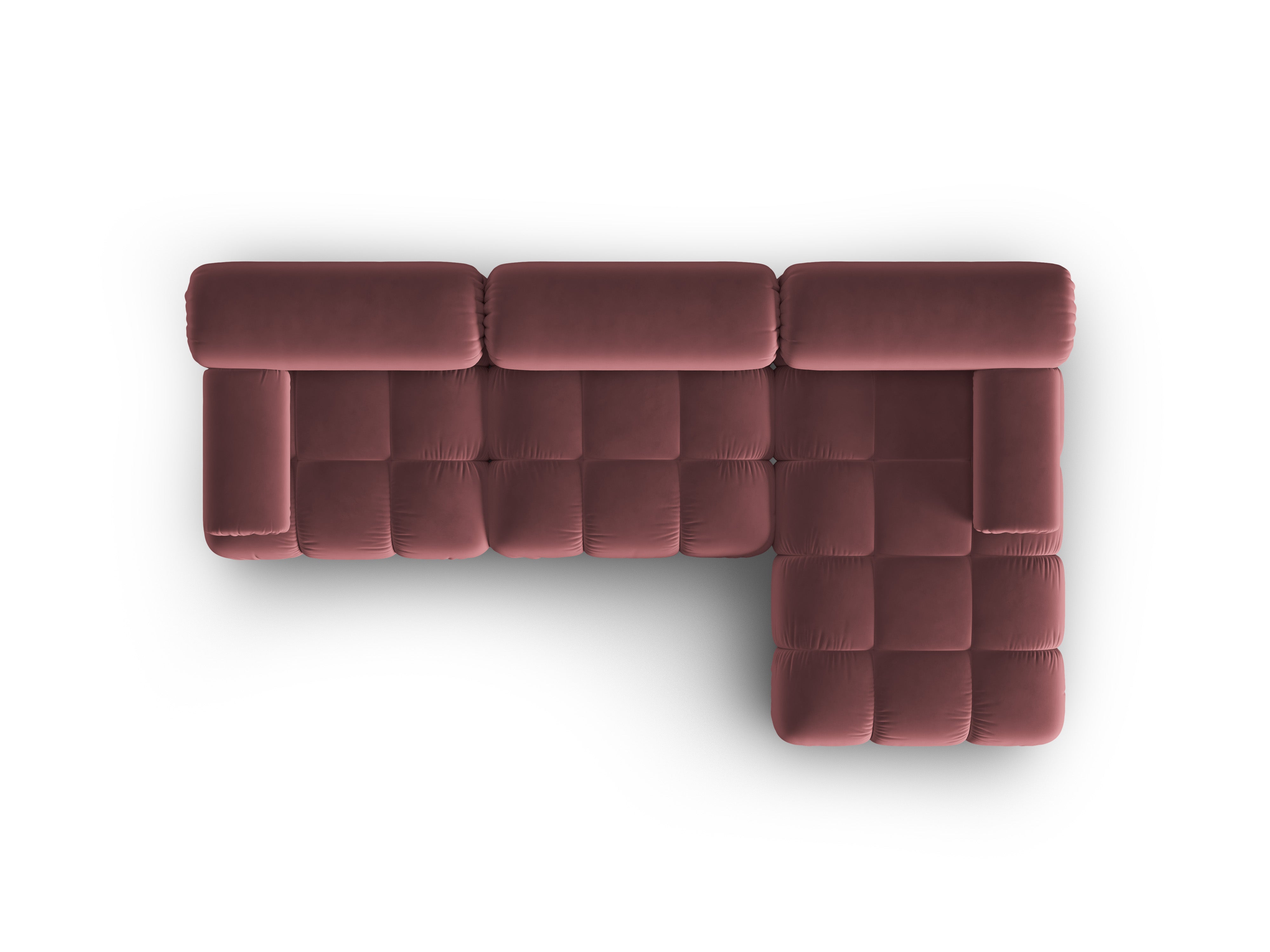 Samt-Ecksofa für 4 Personen rechts CORTINA rosa [Ewelina] [Amelia spr]