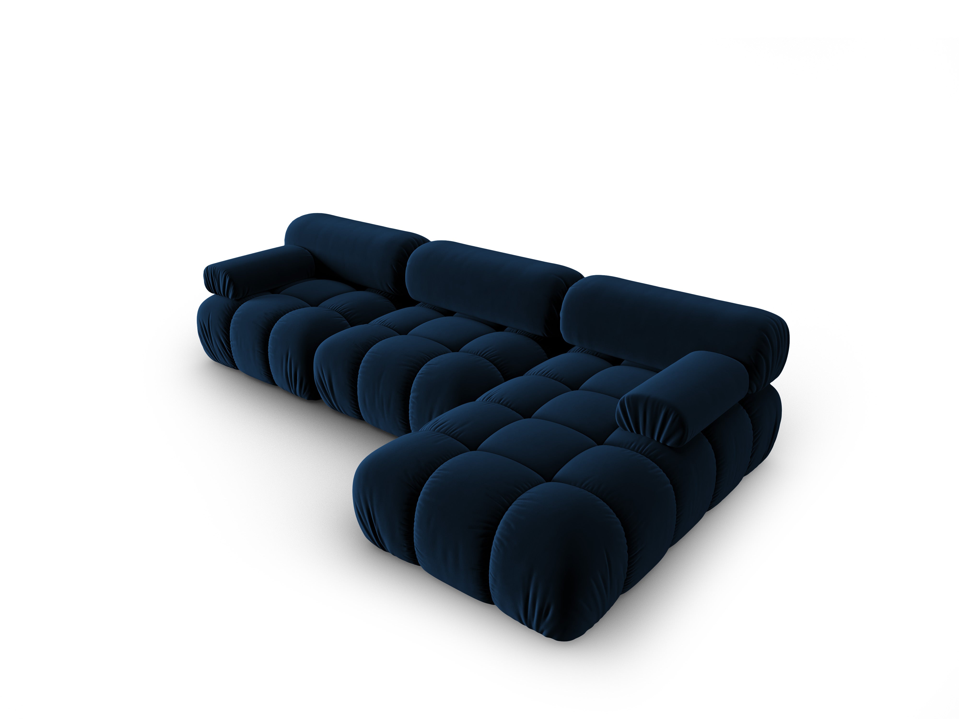 Velvet corner sofa for 4 people, right-facing CORTINA in royal blue [Ewelina]