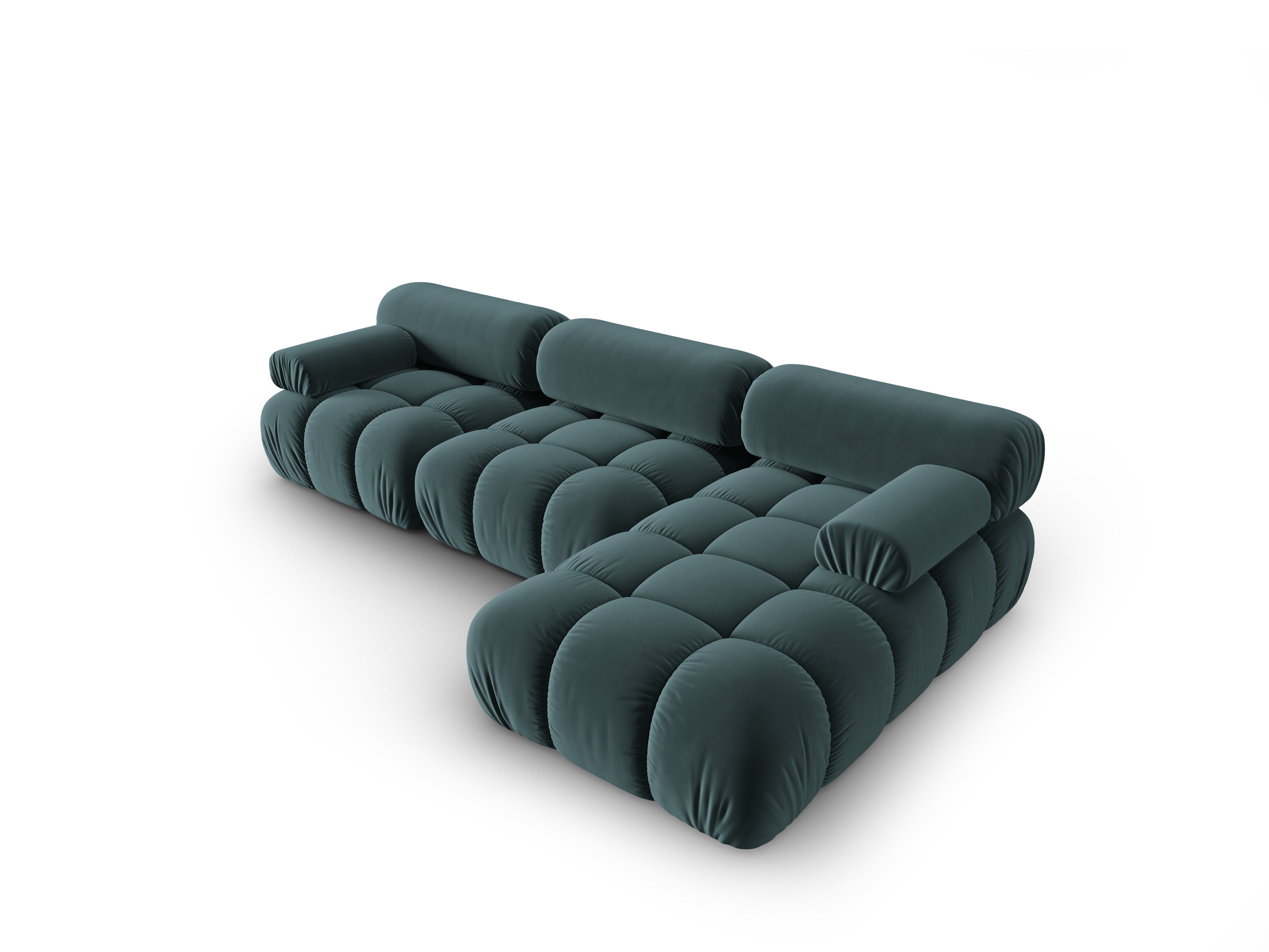 Samt-Ecksofa für 4 Personen, rechts CORTINA in Türkis