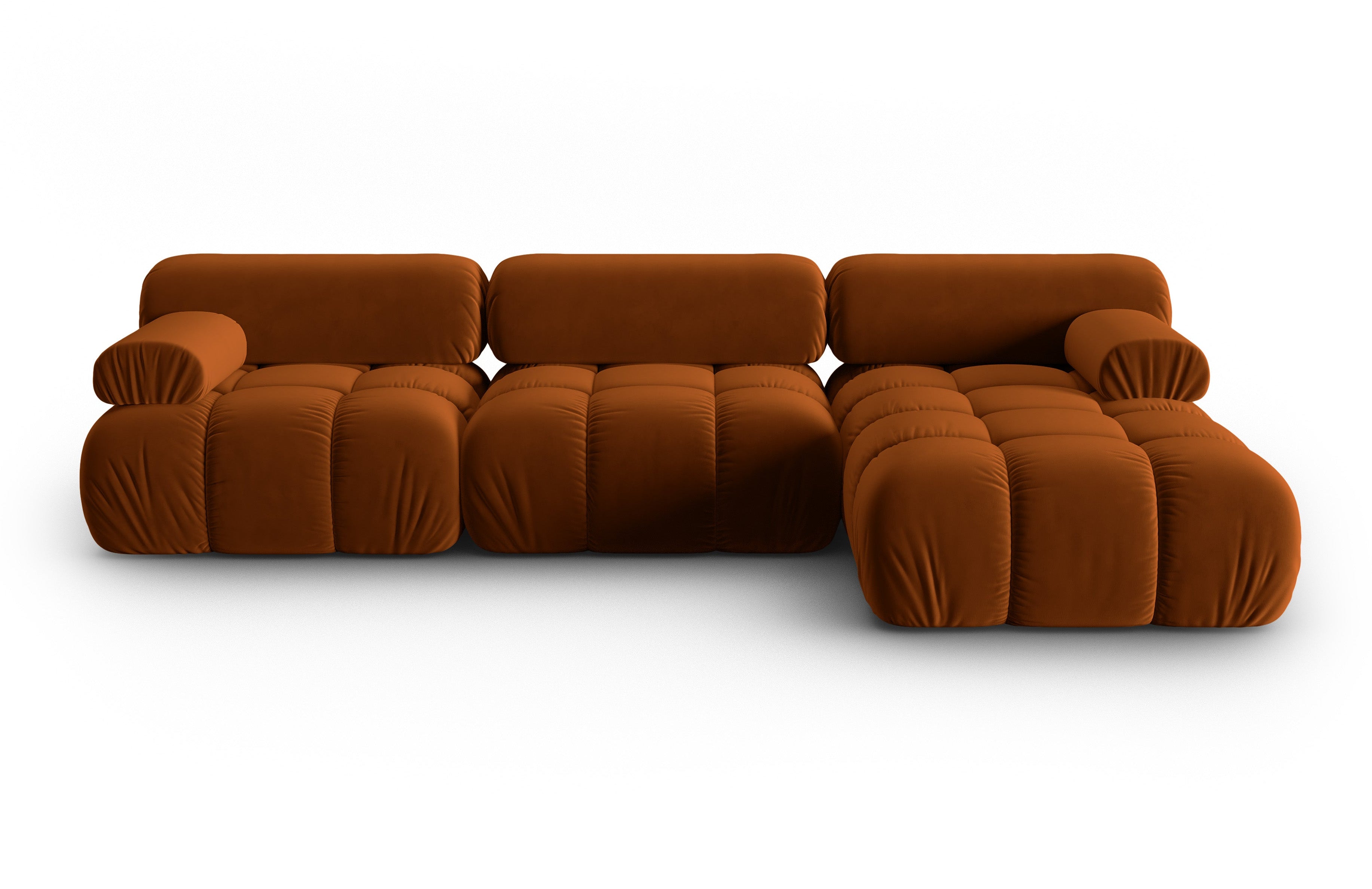 Samt-Ecksofa für 4 Personen rechts CORTINA ziegelrot [Ewelina] [Amelia spr]