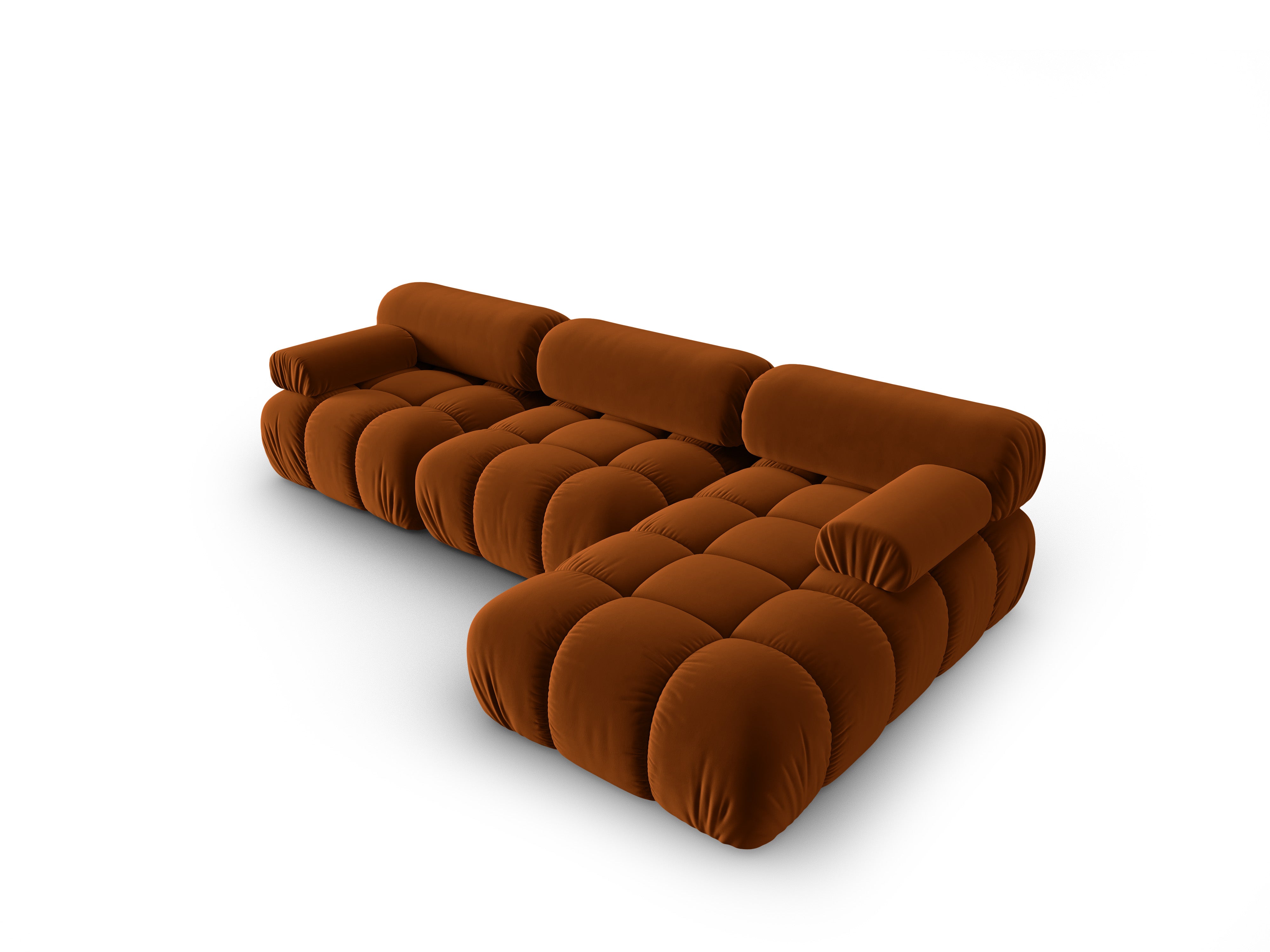 Samt-Ecksofa für 4 Personen rechts CORTINA ziegelrot [Ewelina] [Amelia spr]