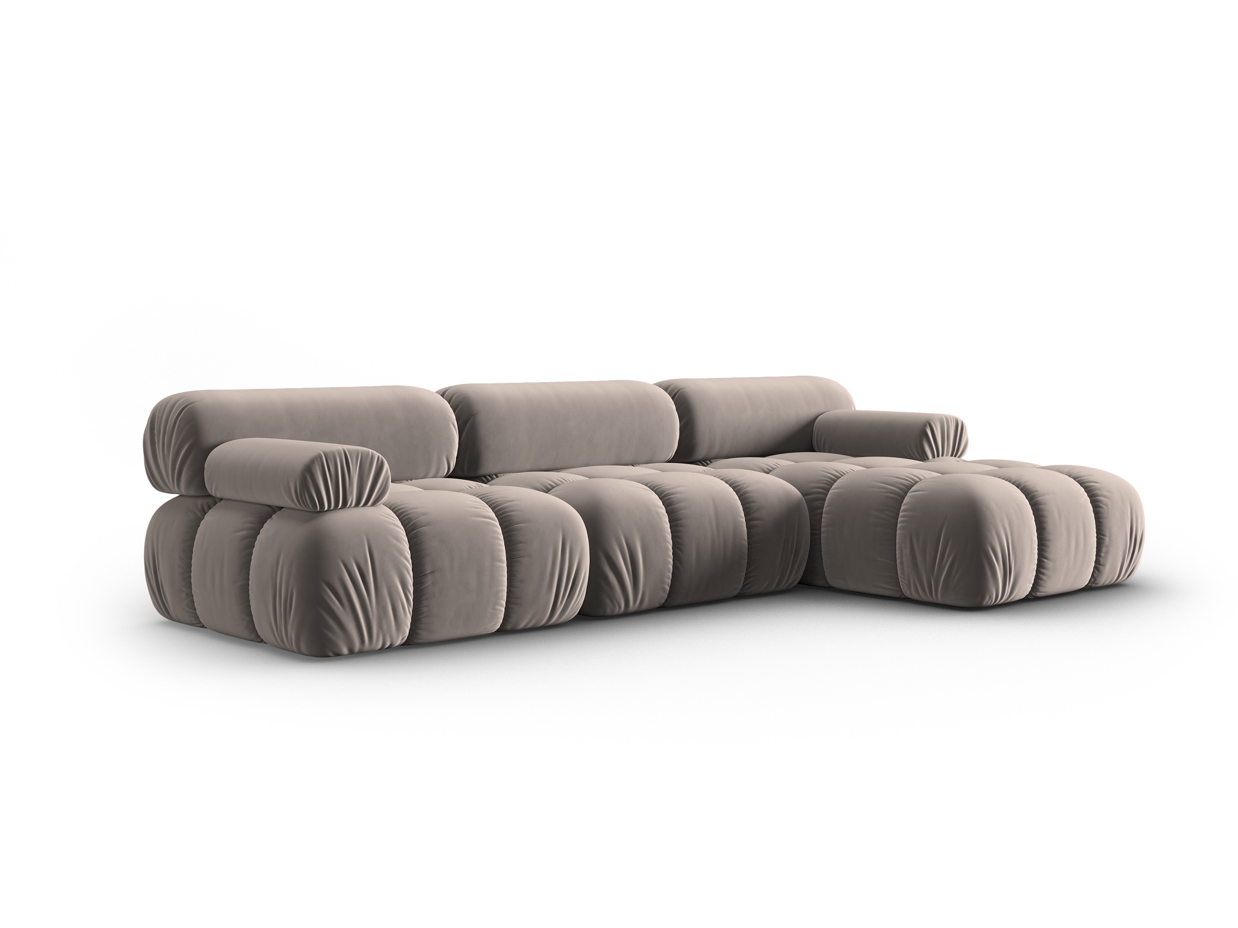 Samt-Ecksofa für 4 Personen rechts CORTINA cappuccino