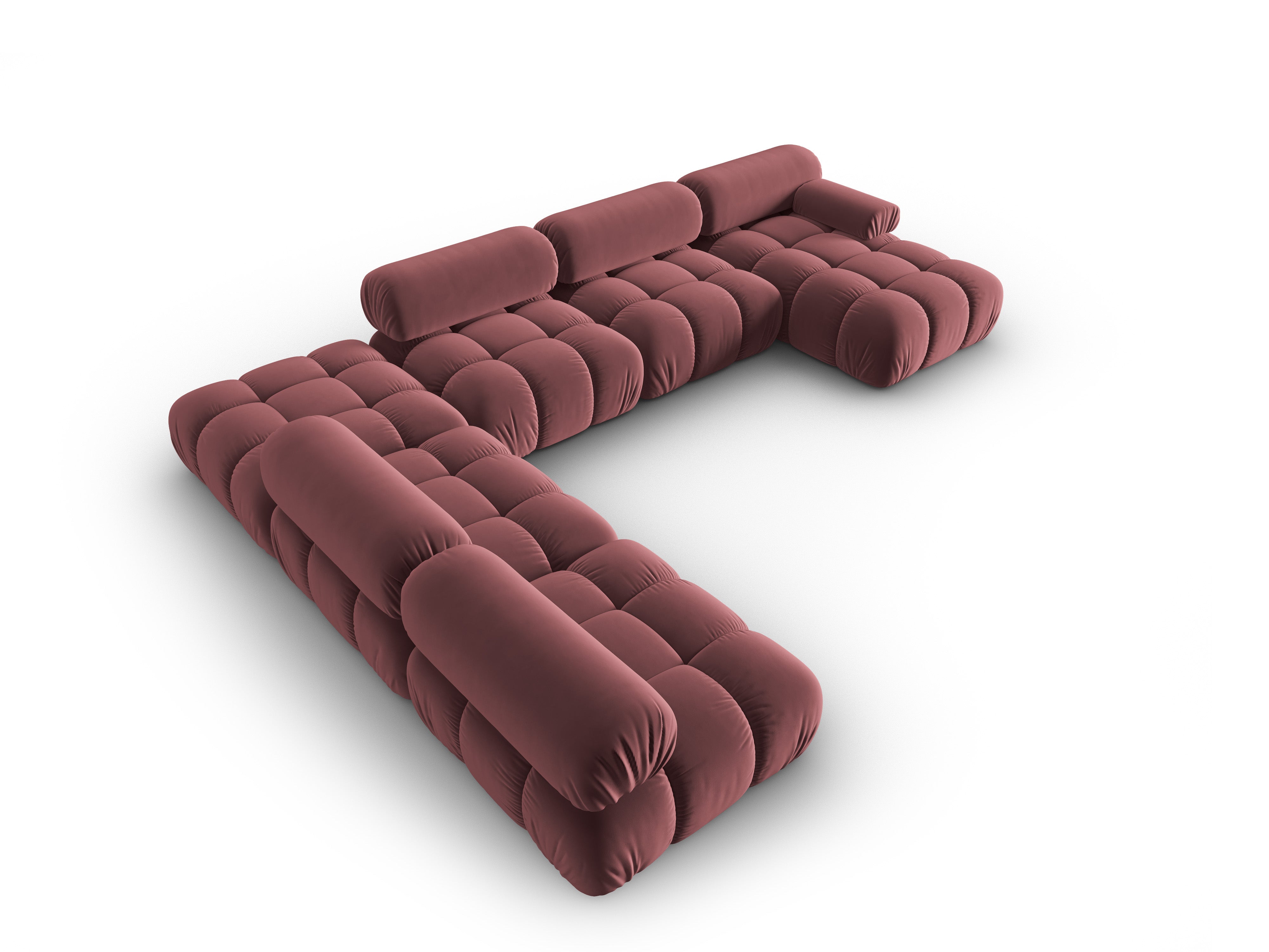 Panoramischer Samt-Ecksofa links CORTINA rosa