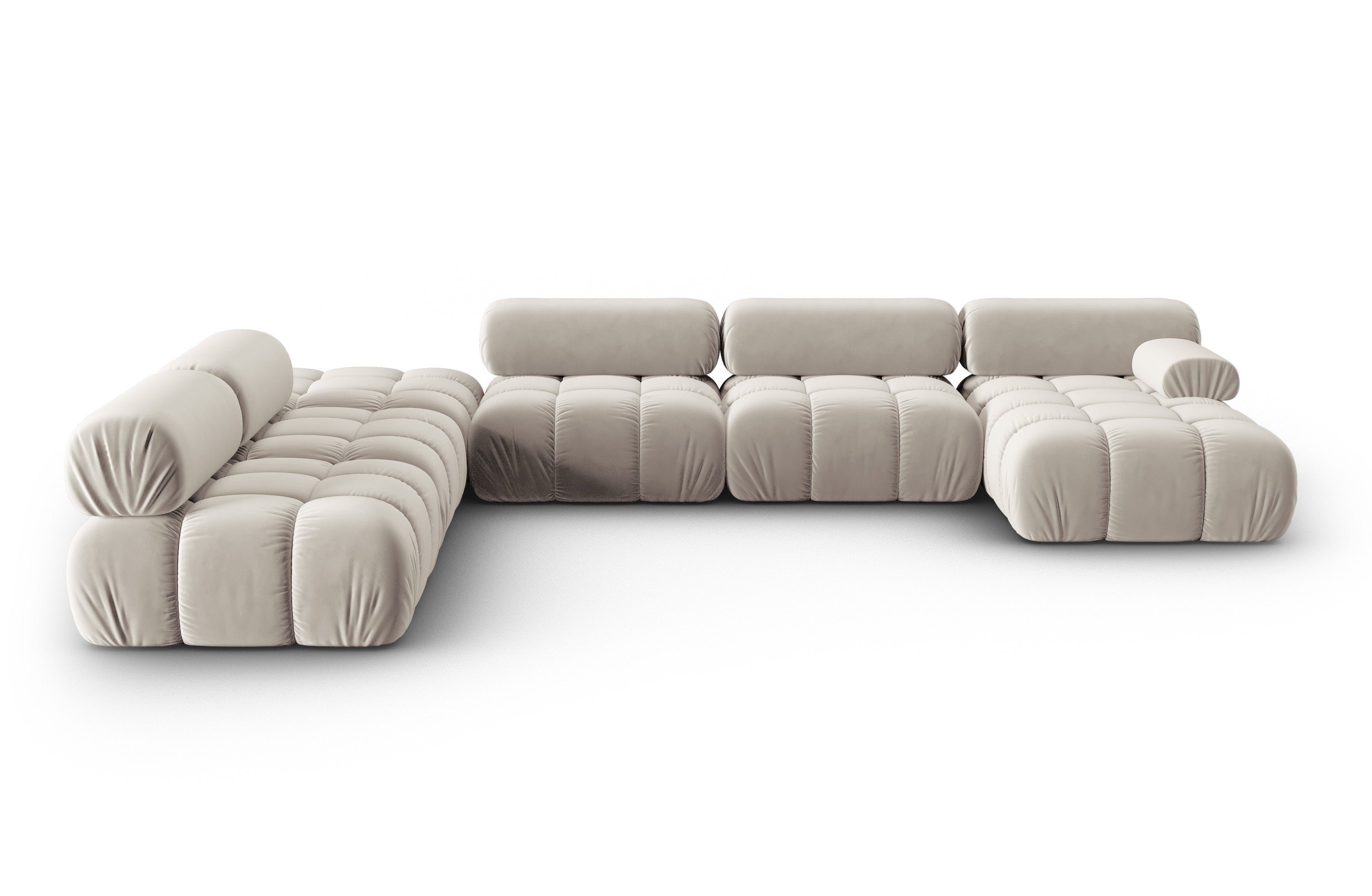 Panoramacouch aus Samt links CORTINA beige