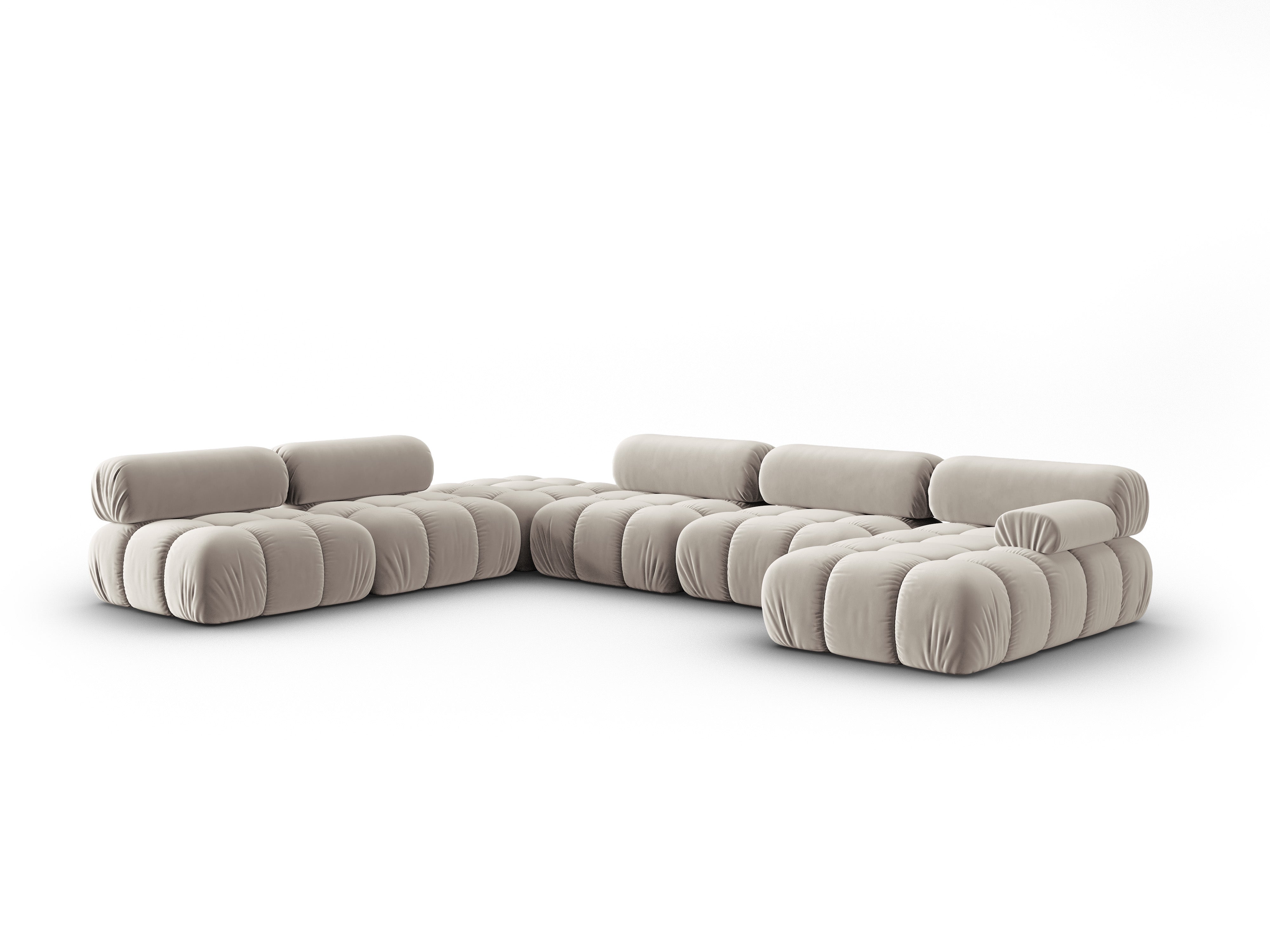 Panoramacouch aus Samt links CORTINA beige
