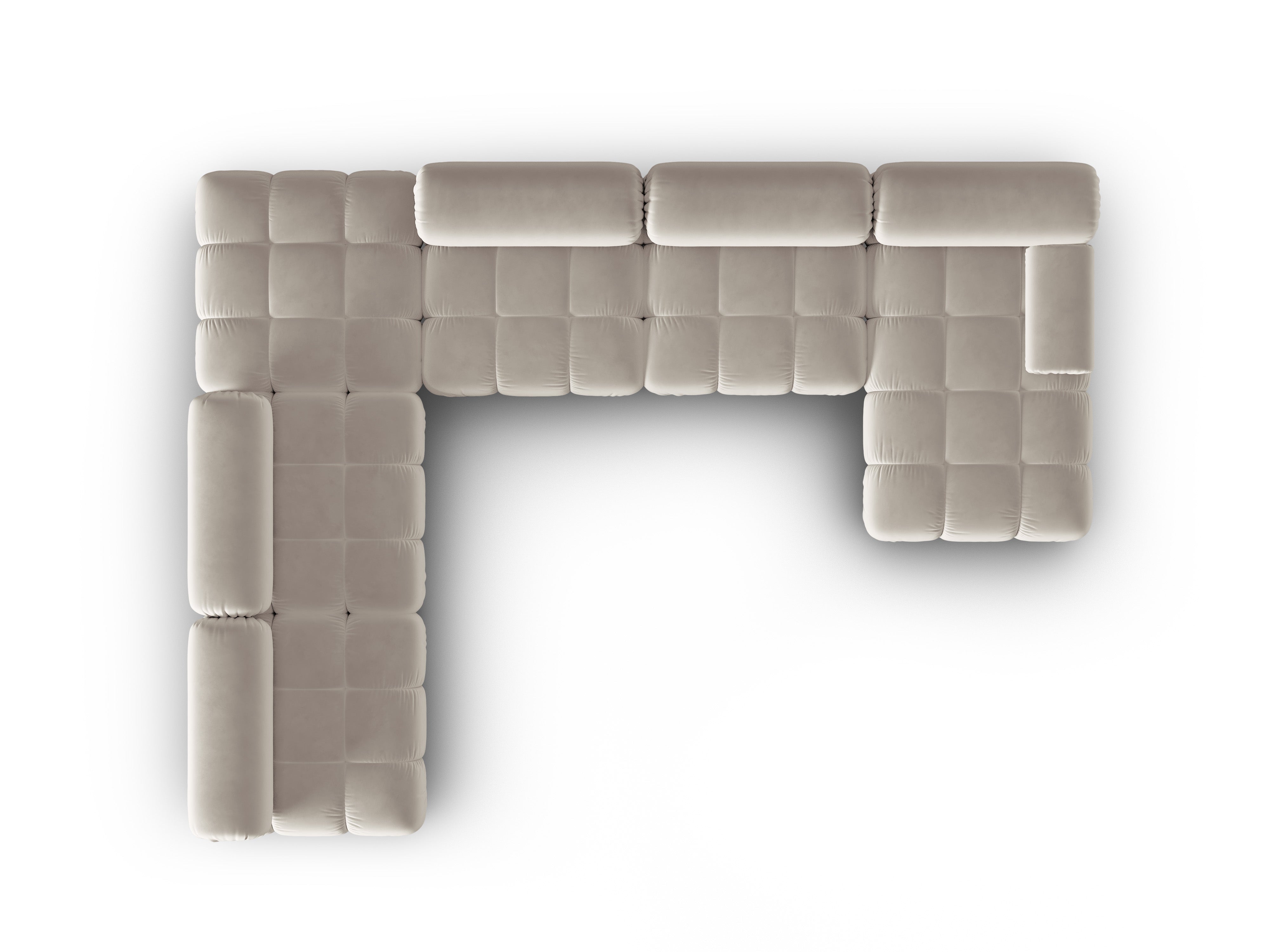 Panoramacouch aus Samt links CORTINA beige
