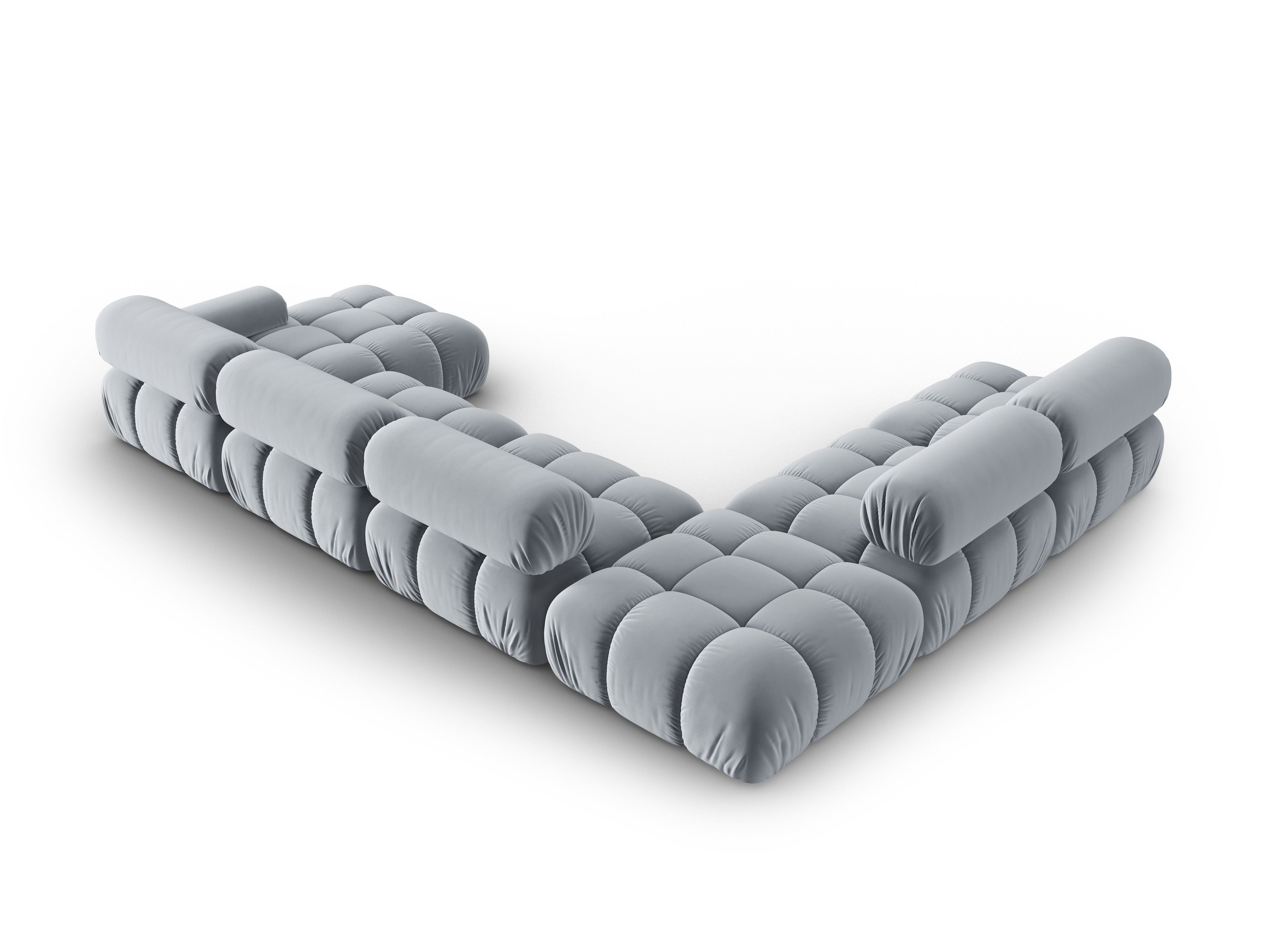 CORTINA Blue Left-Hand Velvet Panoramic Corner Sofa