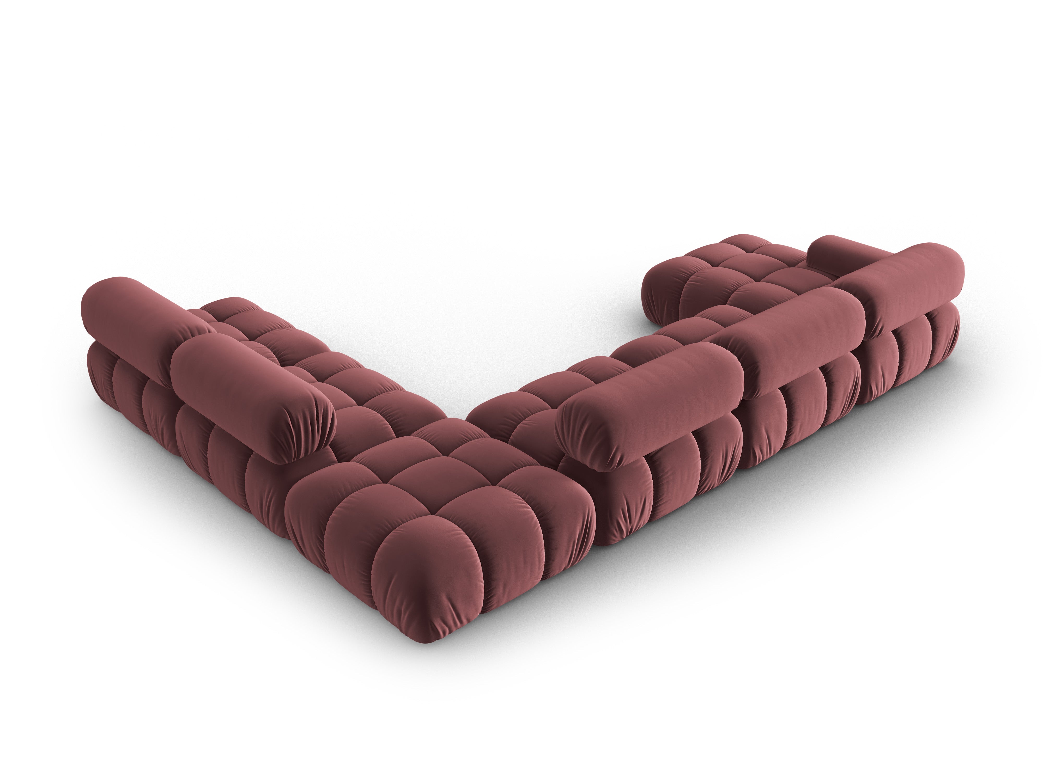 Panoramischer Samt-Ecksofa rechts CORTINA rosa