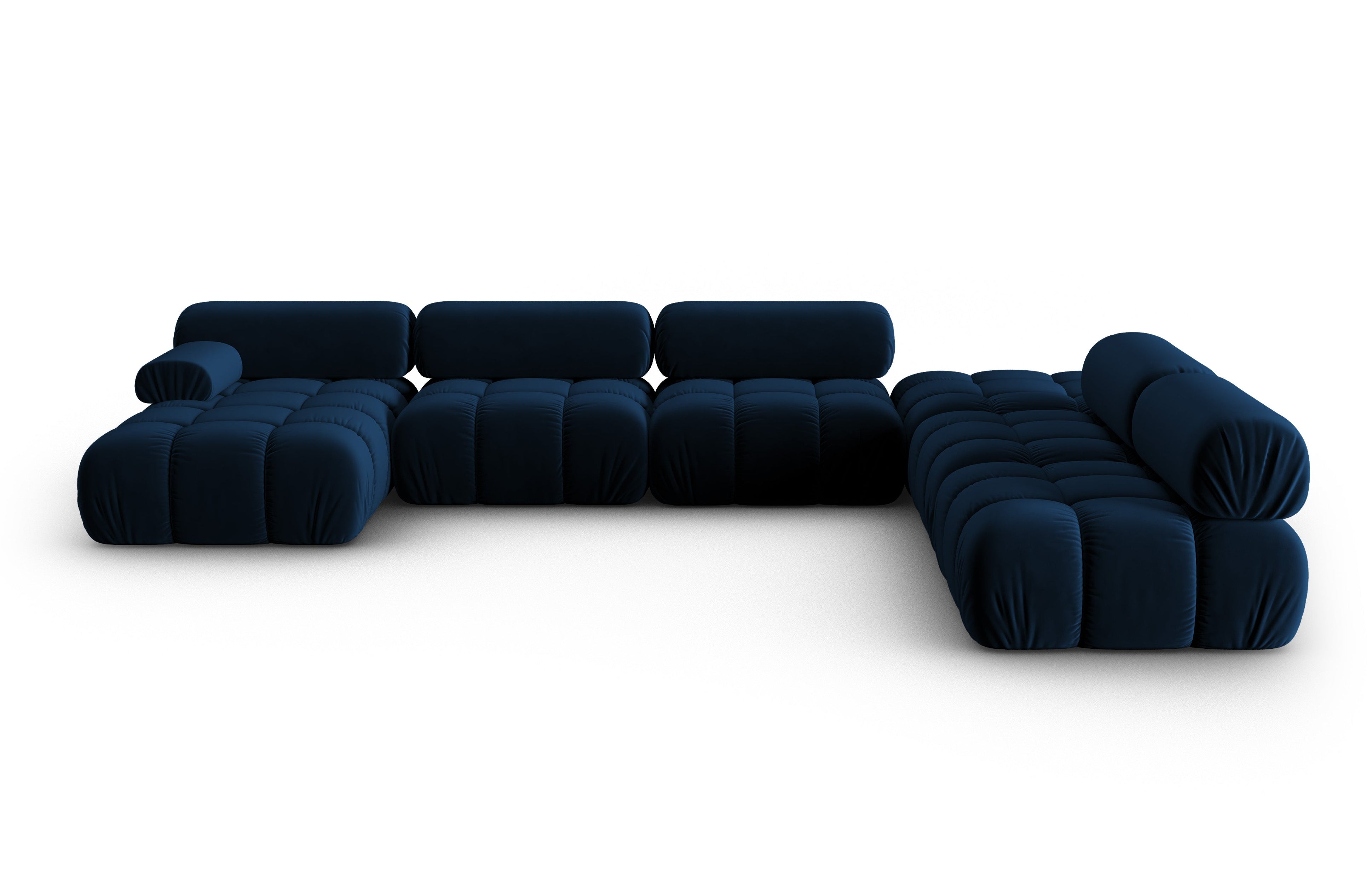 Panoramischer Samt-Ecksofa rechts CORTINA königsblau