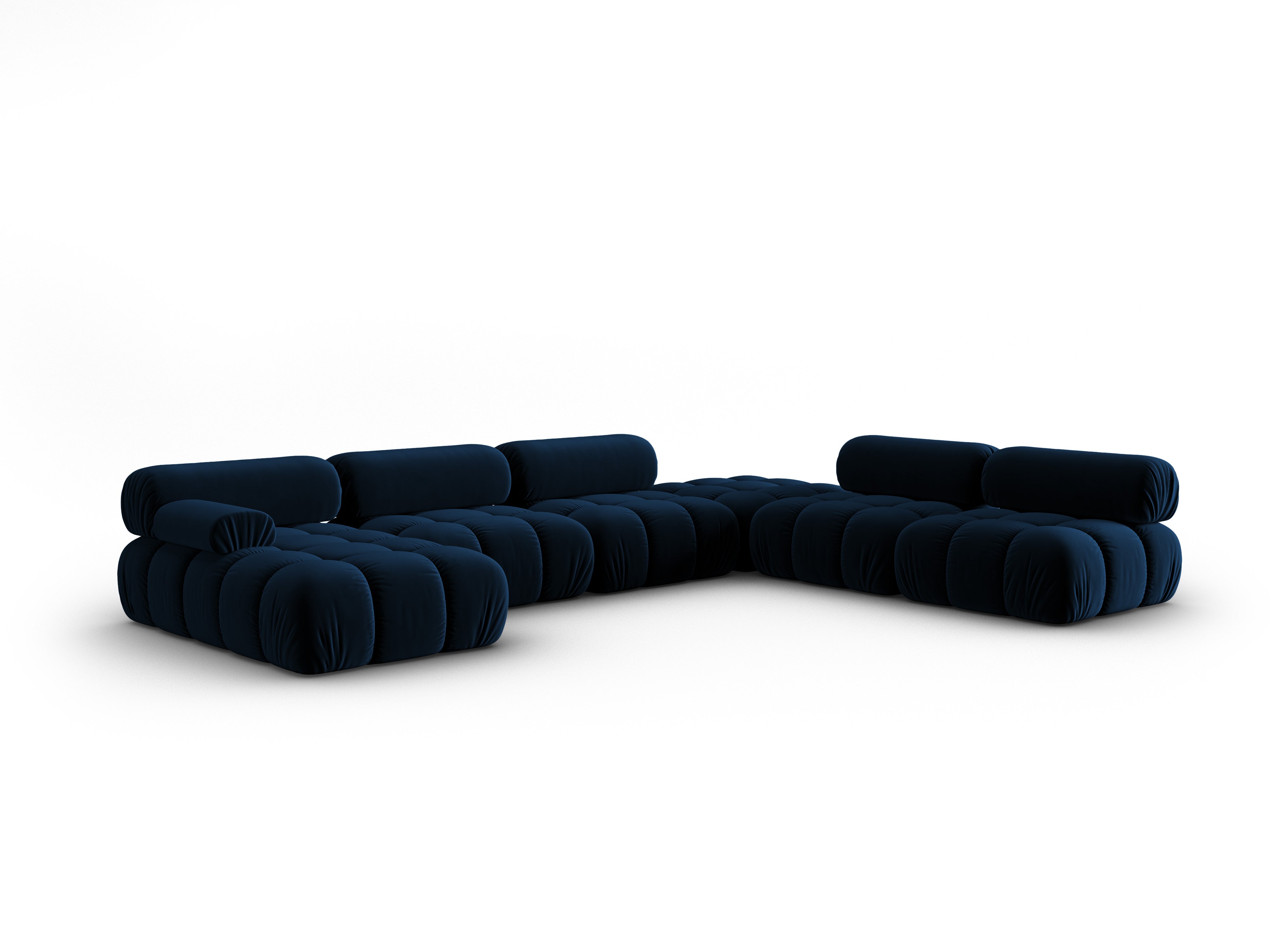 Panoramischer Samt-Ecksofa rechts CORTINA königsblau