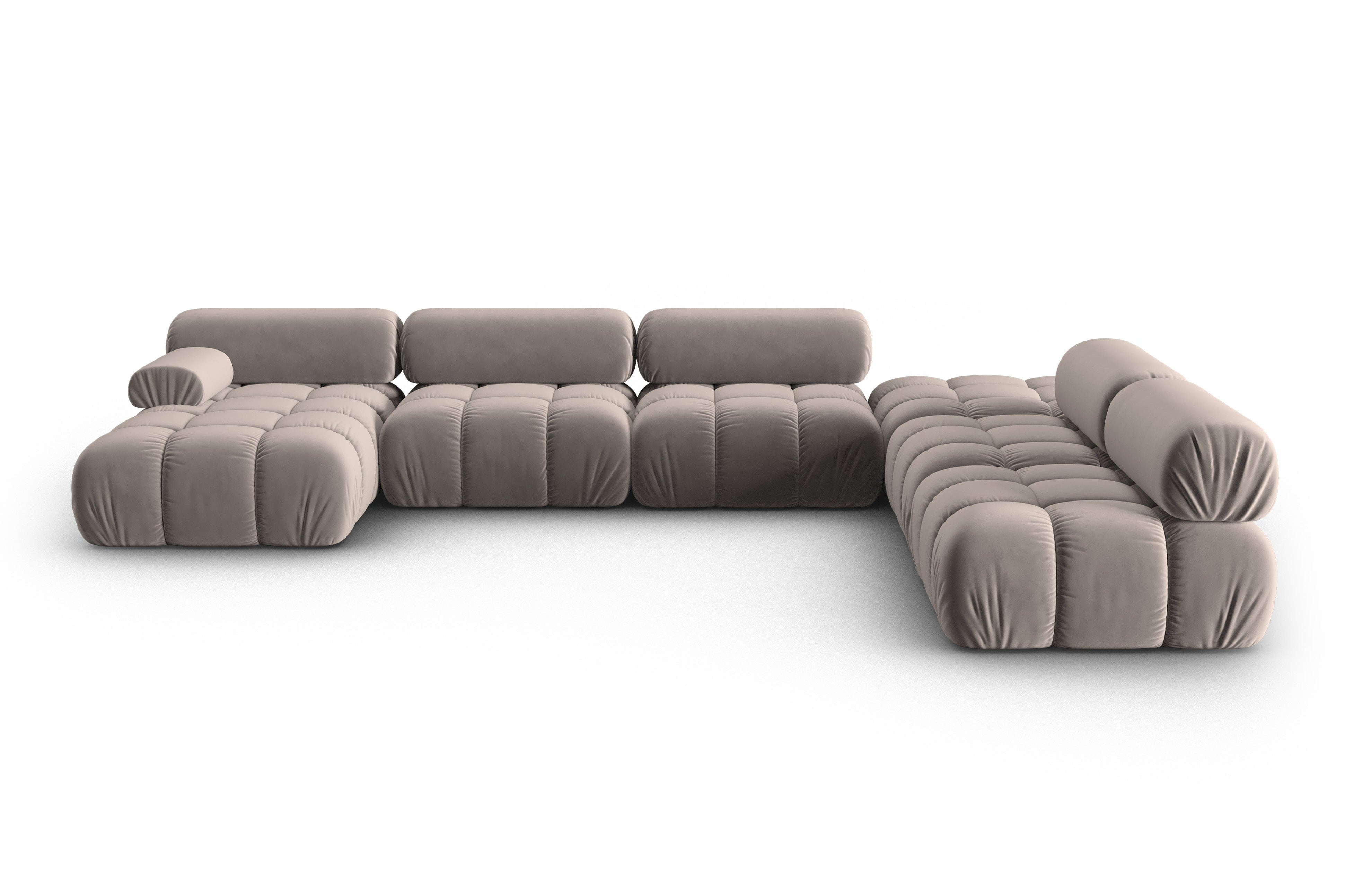 Panoramischer Samt-Ecksofa rechts CORTINA cappuccino