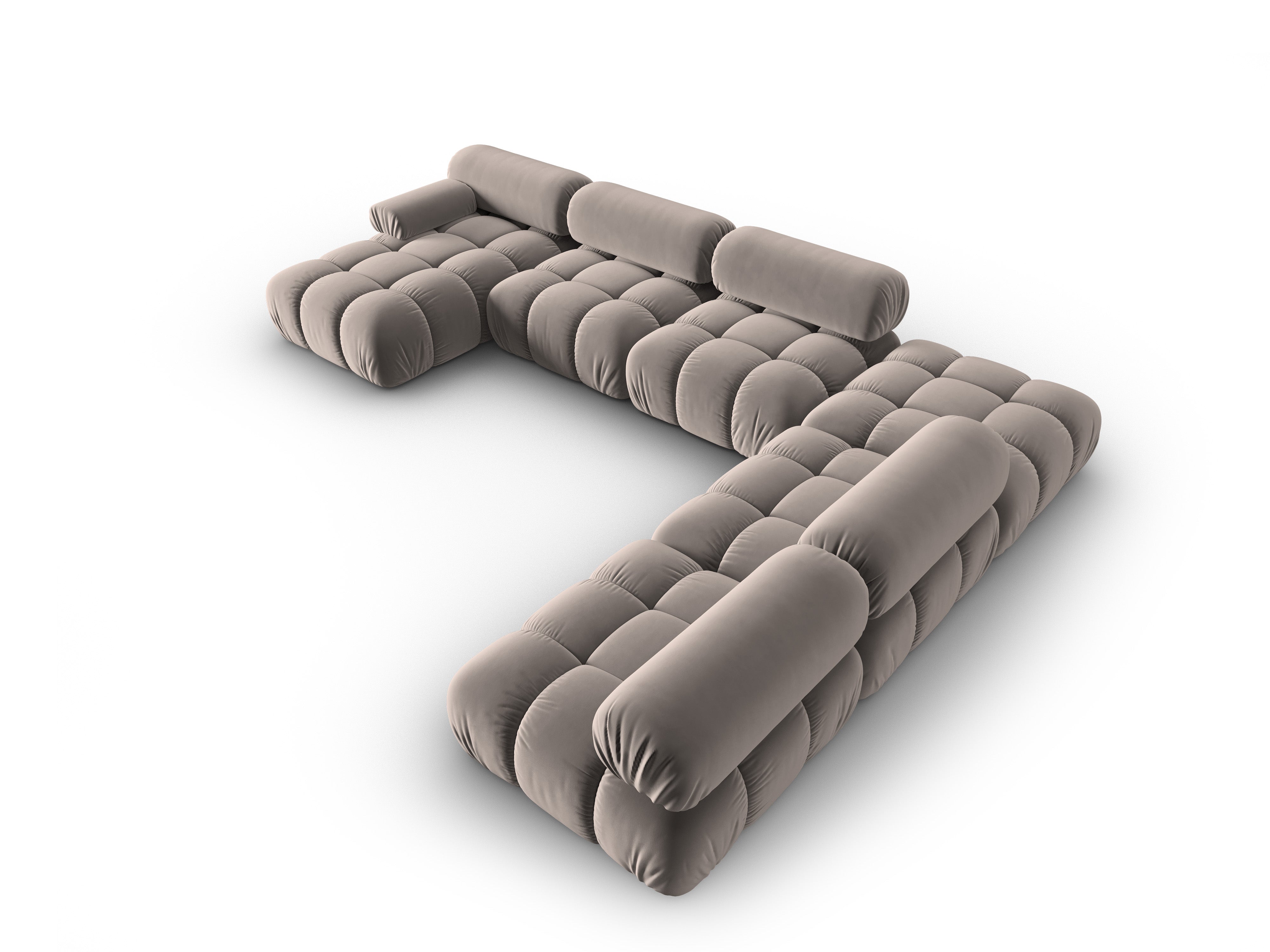 Panoramischer Samt-Ecksofa rechts CORTINA cappuccino
