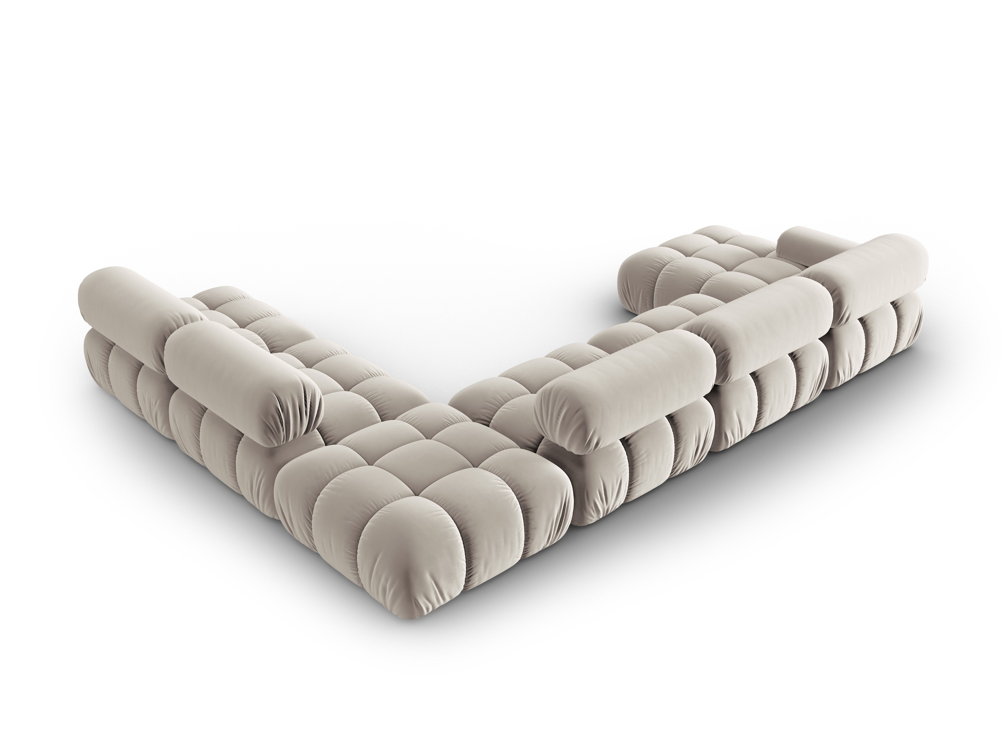 Beige Right-Hand Velvet Panoramic Corner Sofa CORTINA