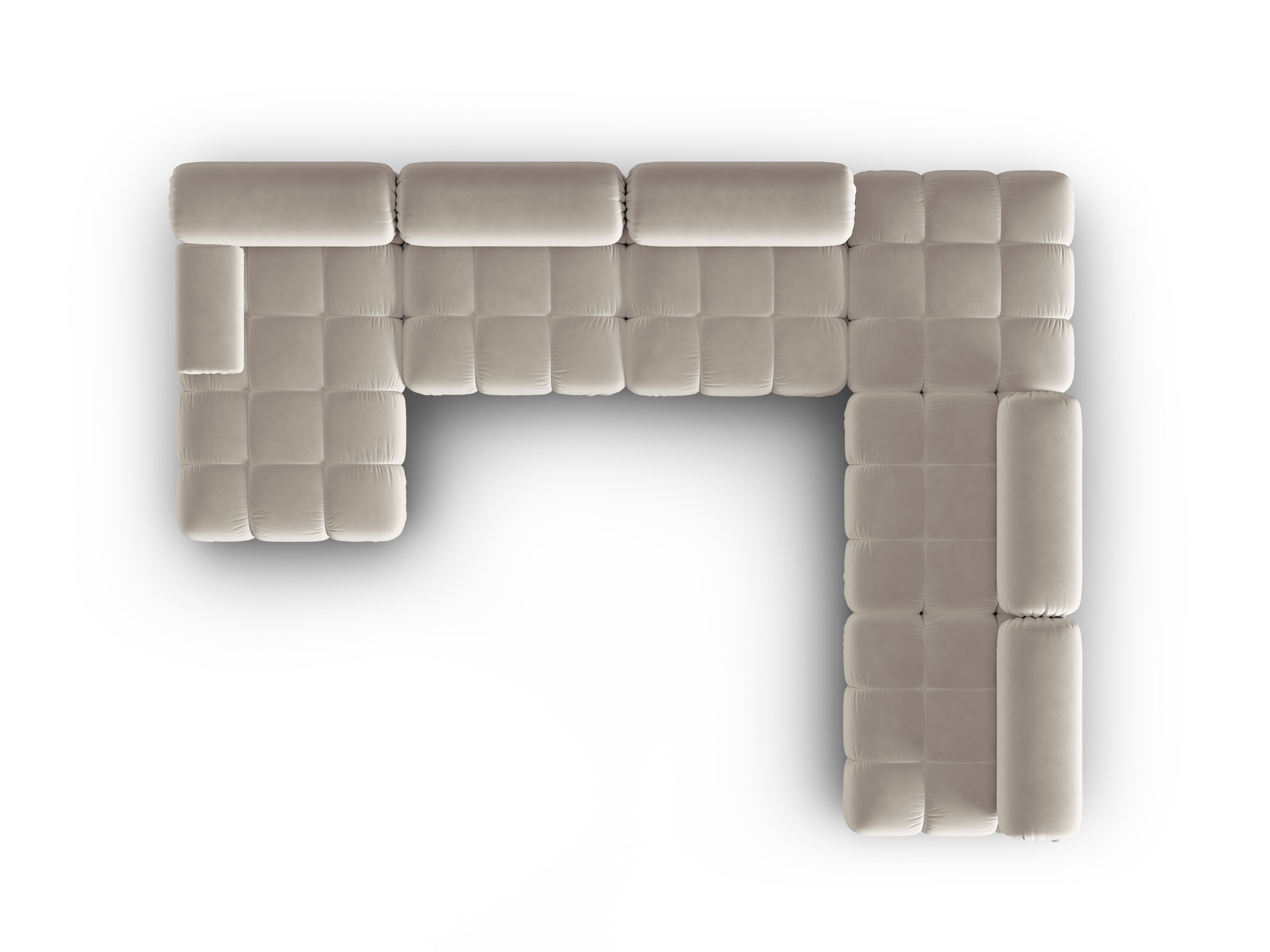 Beige Right-Hand Velvet Panoramic Corner Sofa CORTINA