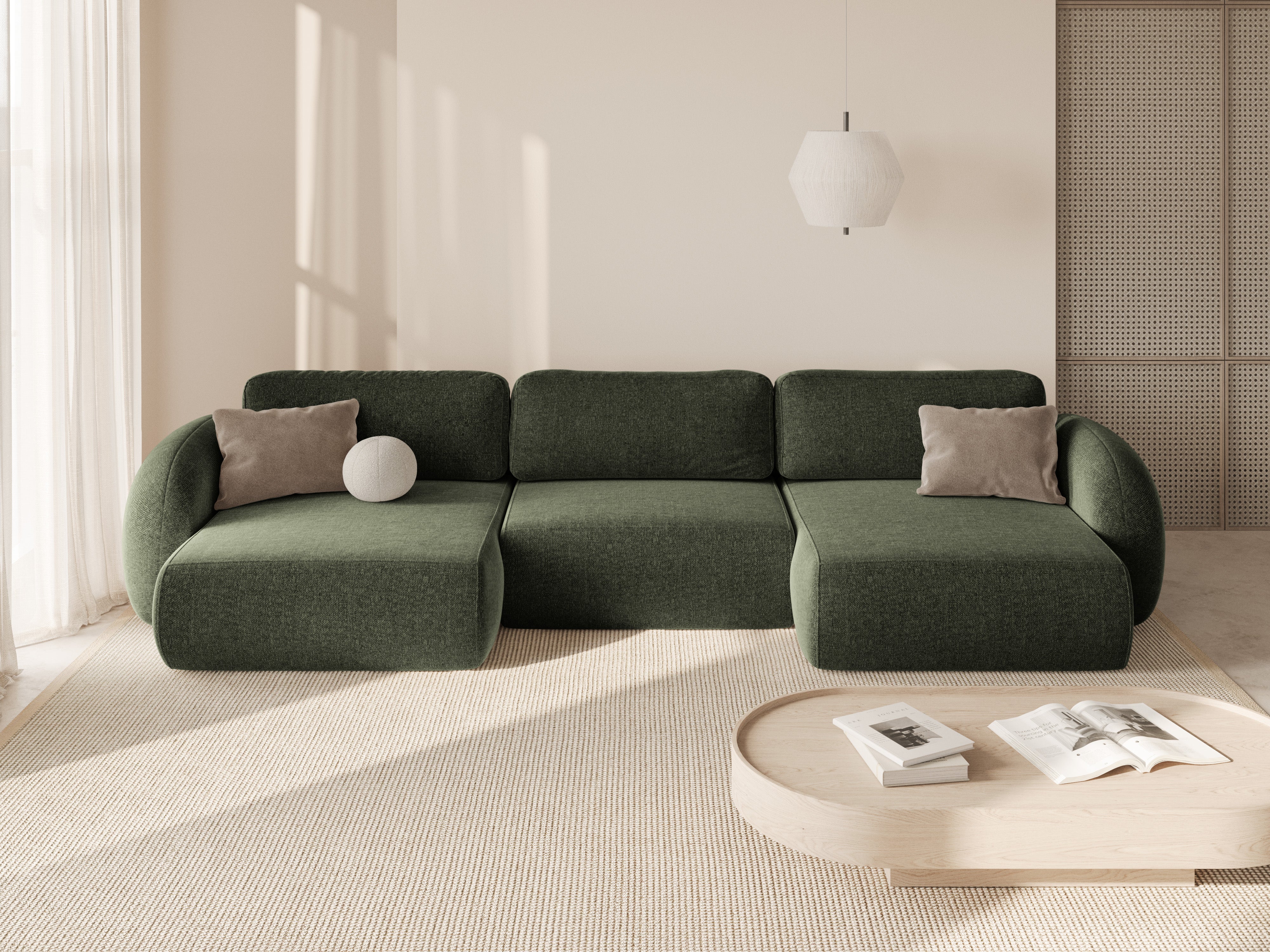 Panoramisches Sofa mit Schlaf-Funktion für 5 Personen TONALE grün