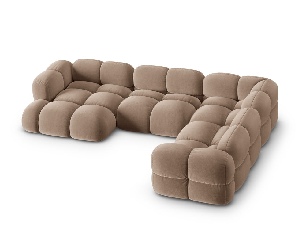 Right-facing U-shaped velvet corner sofa LORETTO in dark beige