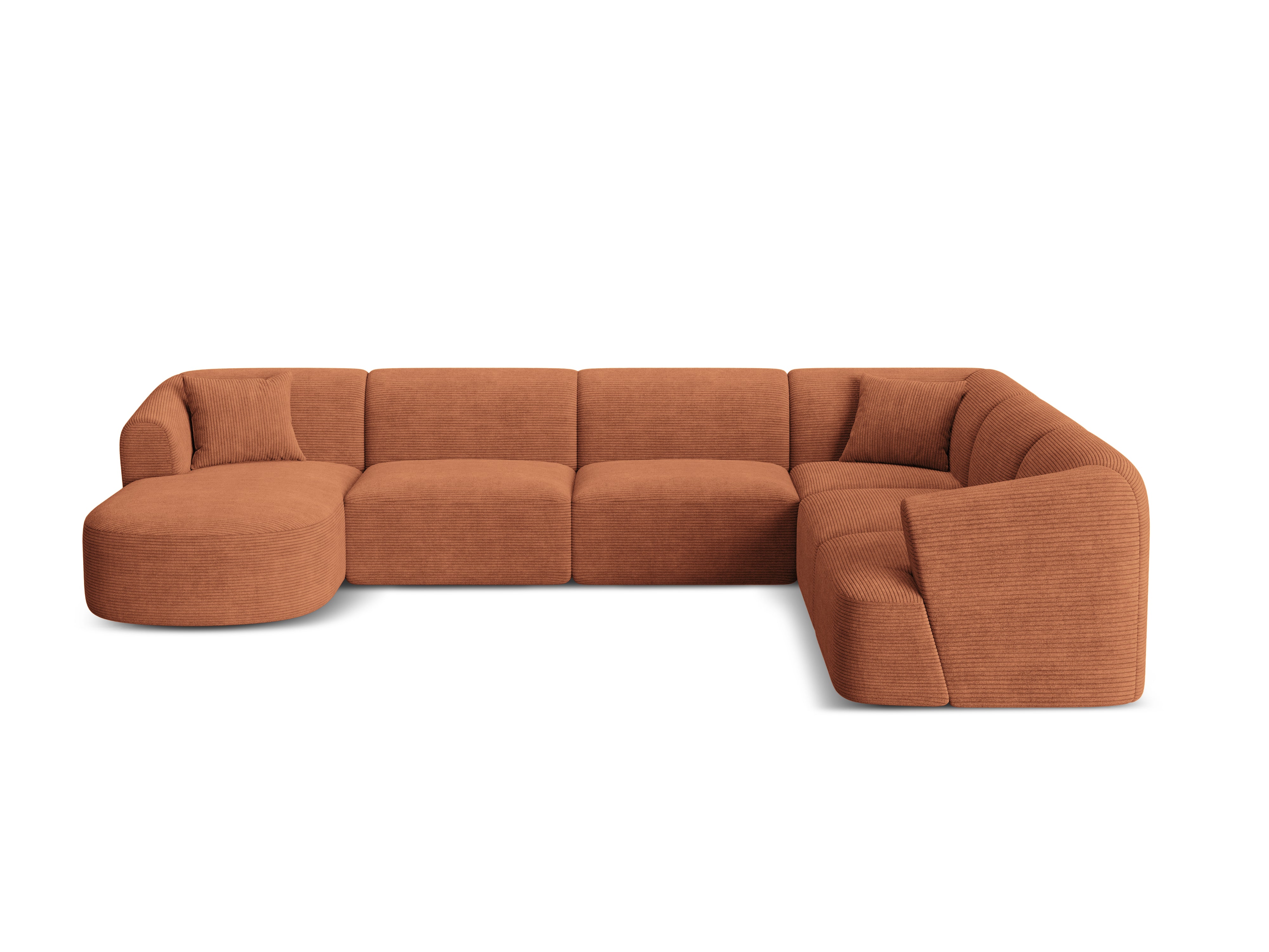 Right-sided panoramic corner sofa for 7 people CAMPI brick corduroy