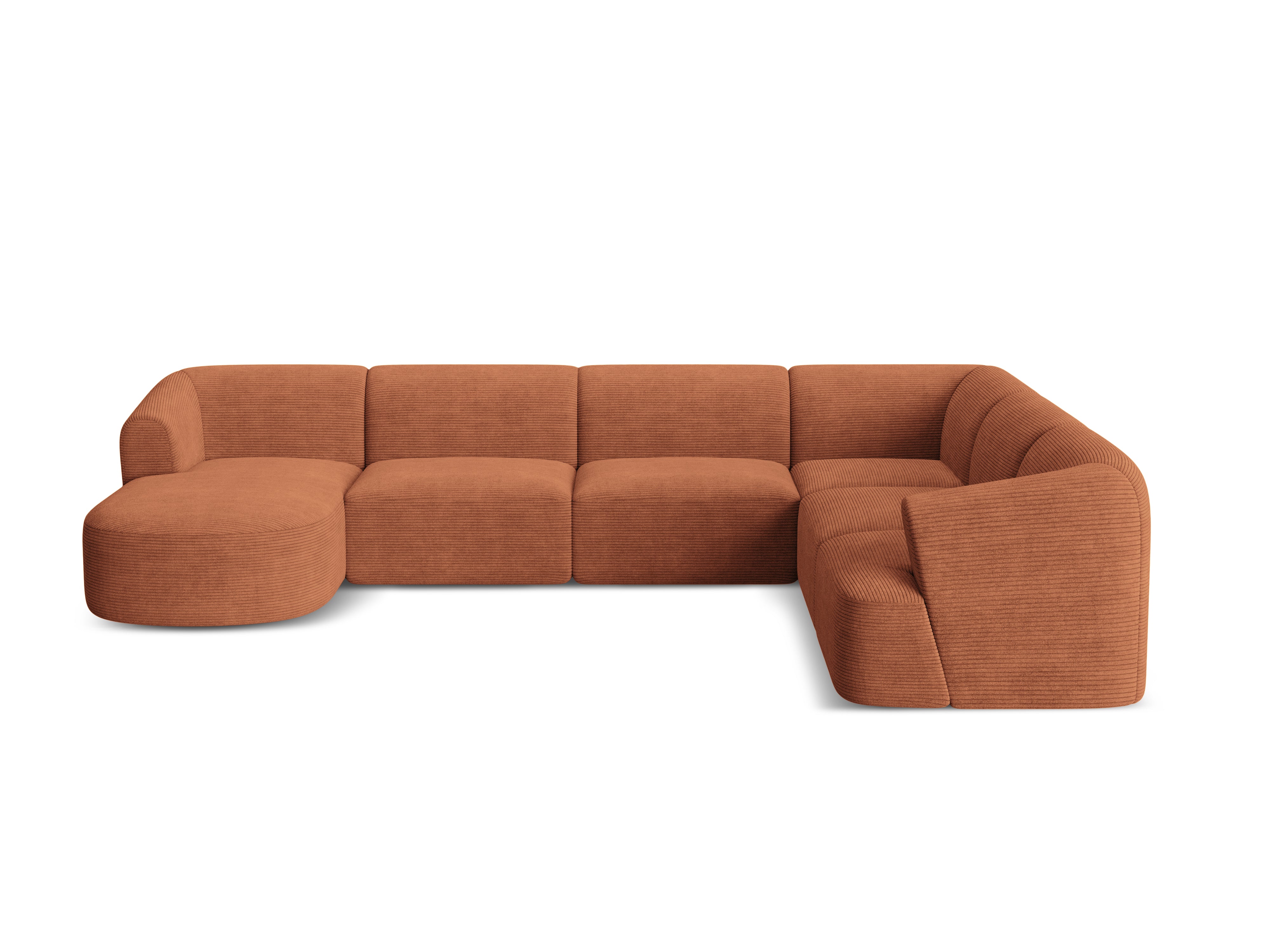 Right-sided panoramic corner sofa for 7 people CAMPI brick corduroy