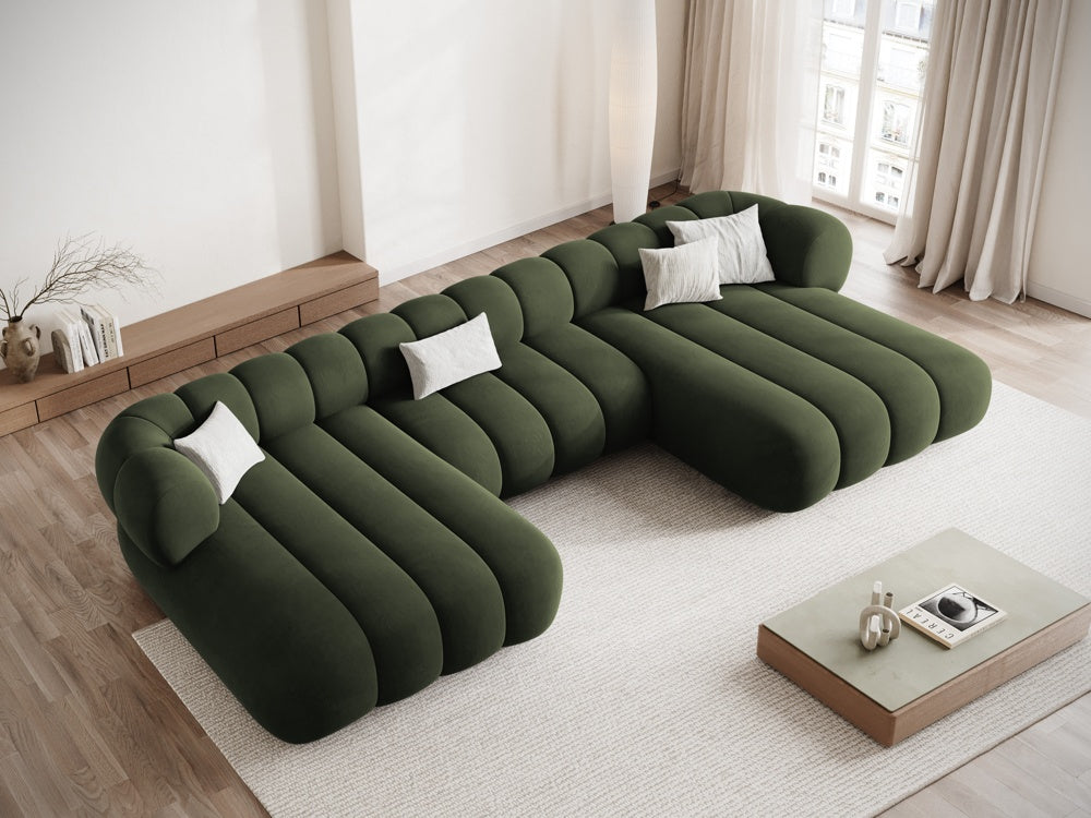 Sofa panoramisch samtig 6-sitzig KOGE grün