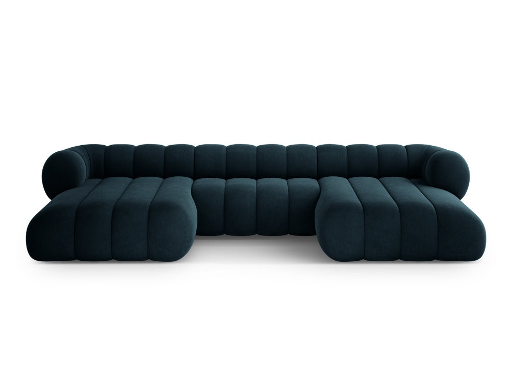 Sofa panoramisch samtig 6-sitzig KOGE petrol