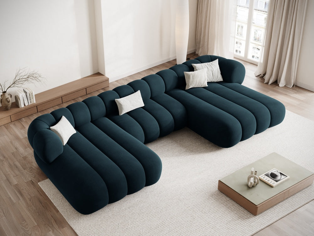 Sofa panoramisch samtig 6-sitzig KOGE petrol