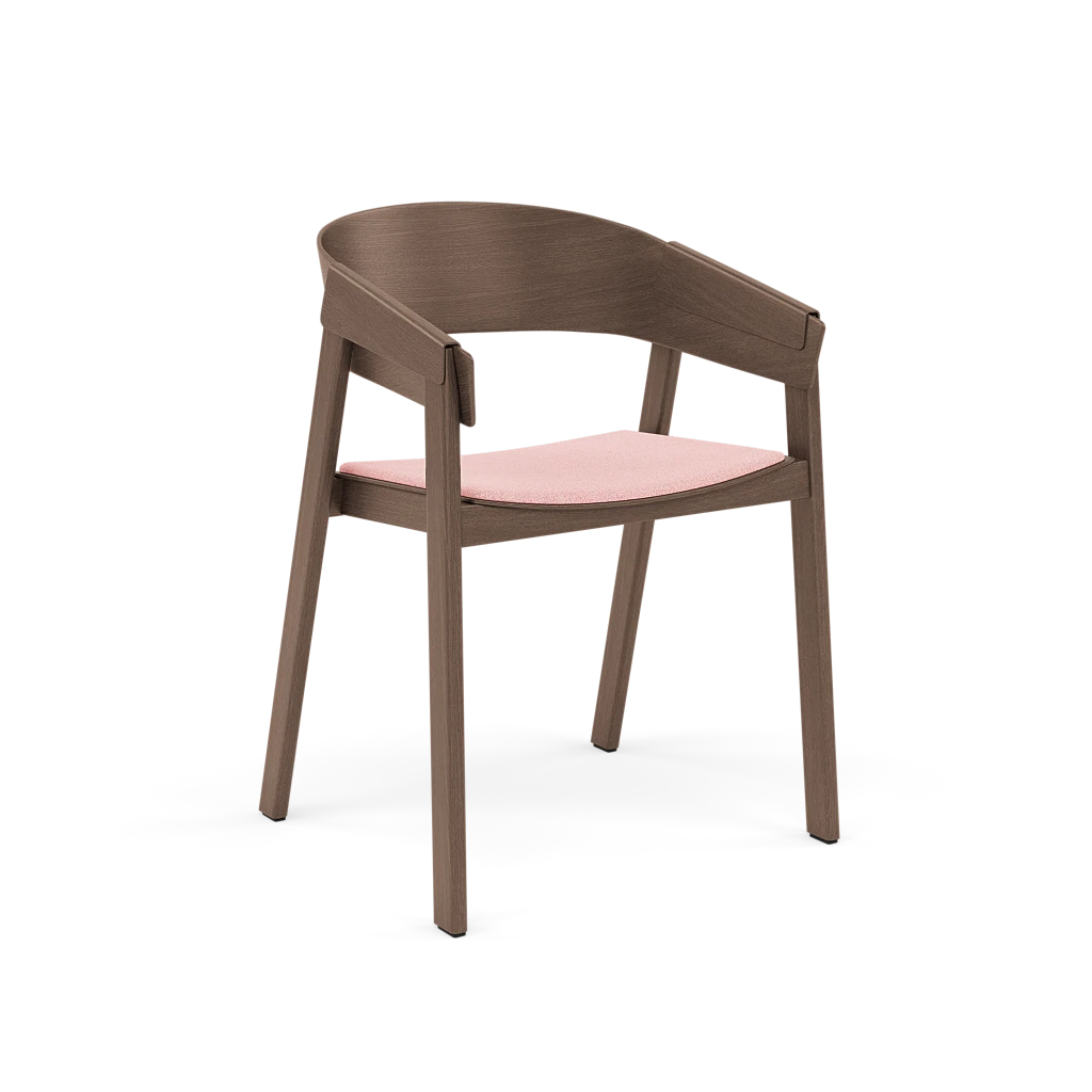 COVER Armchair with Armrests, Customized with a Dark Oak Base