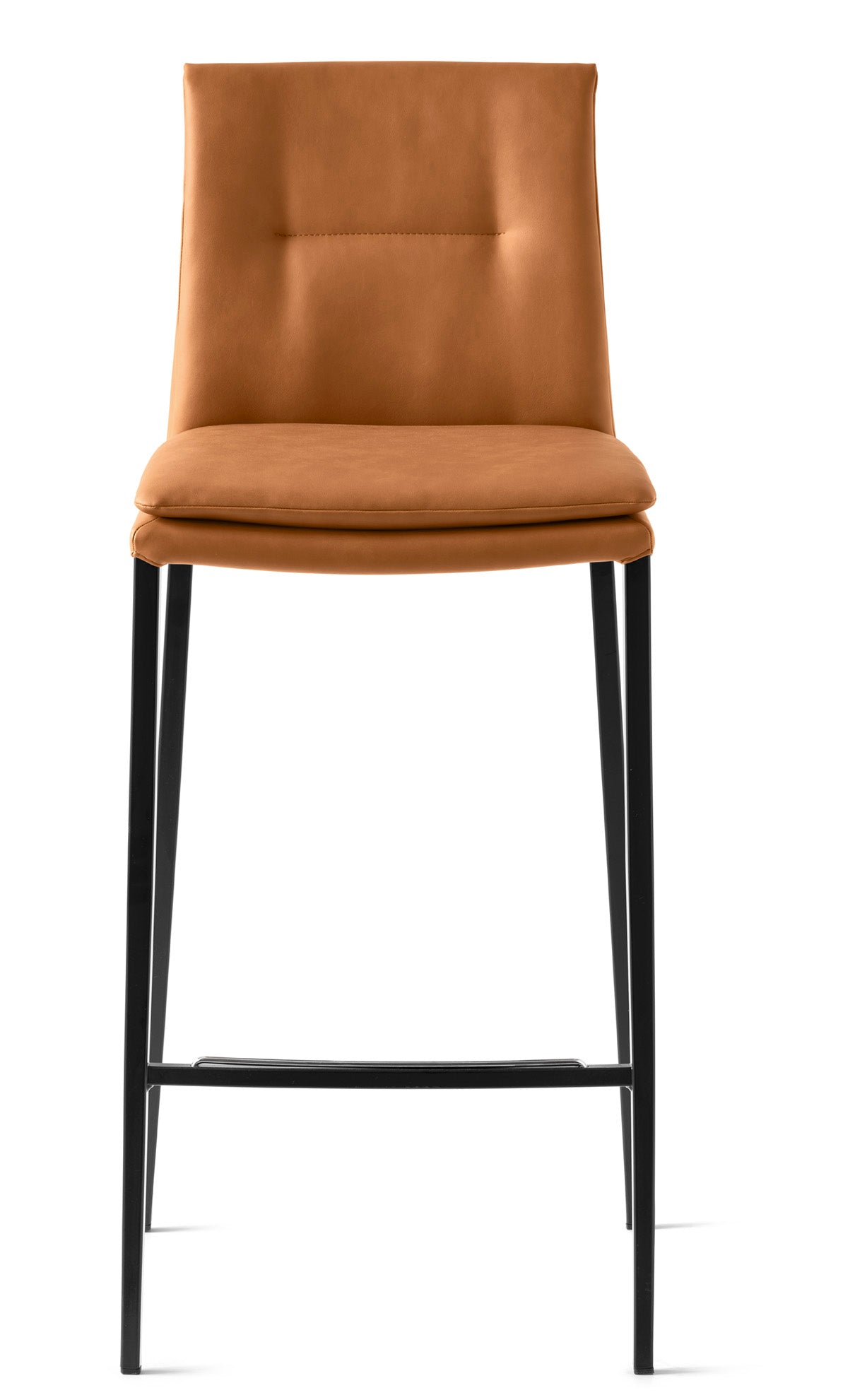 Upholstered bar stool CARMEN with black base