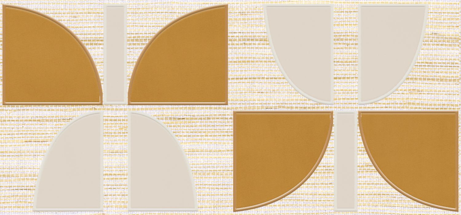 Tapete aus Pflanzenfaser mit geometrischem Muster HIKARI - BEIGE OCRE beige mit orange