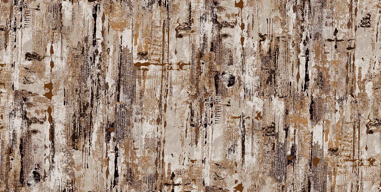 Textile wallpaper with abstract pattern MANUFACTURA - ORANGE BRULÉ brown-orange