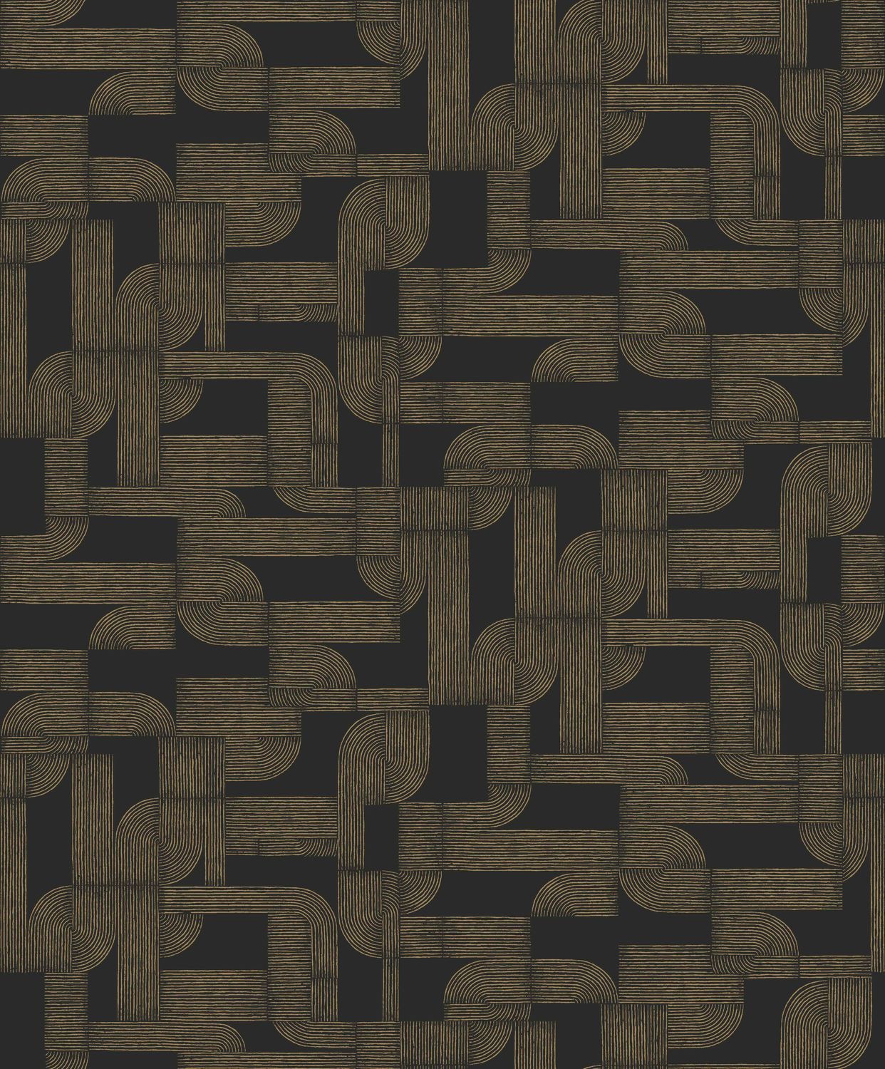 Tapete mit geometrischem Muster HECTOR - NOIR/DORE schwarz mit Gold