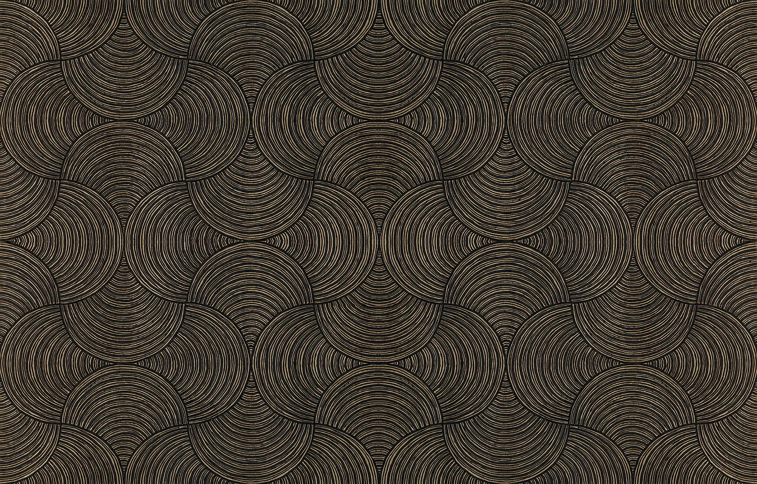 Metallische Strukturtapete mit geometrischem Muster METEORE - NOIR/DORÉ schwarz mit Gold