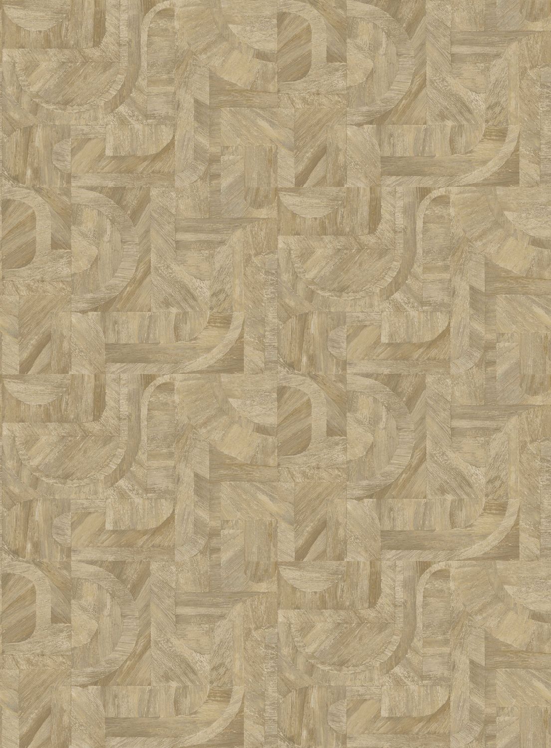 Wallpaper with a pattern inspired by the intarsia technique INTARSIA - SAND TRAVERTINE