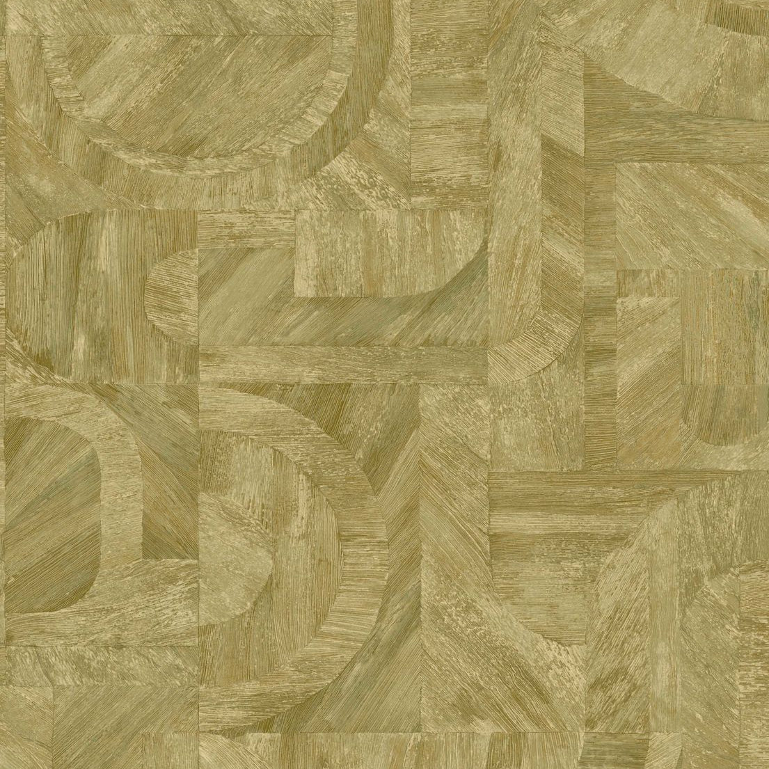 Tapete mit einem von der Intarsientechnik inspirierten Muster INTARSIA - CACTUS olivgrün