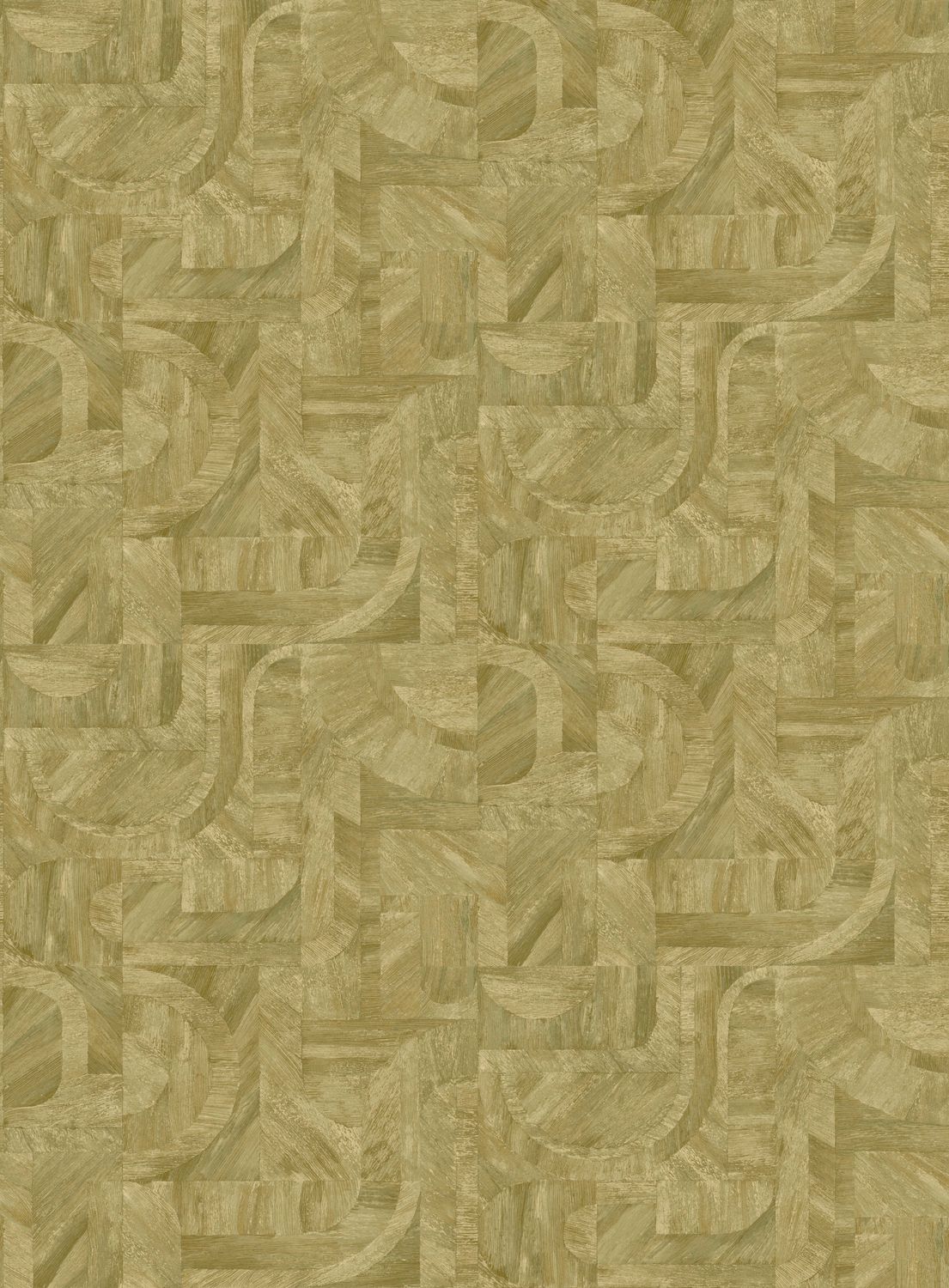 Tapete mit einem von der Intarsientechnik inspirierten Muster INTARSIA - CACTUS olivgrün